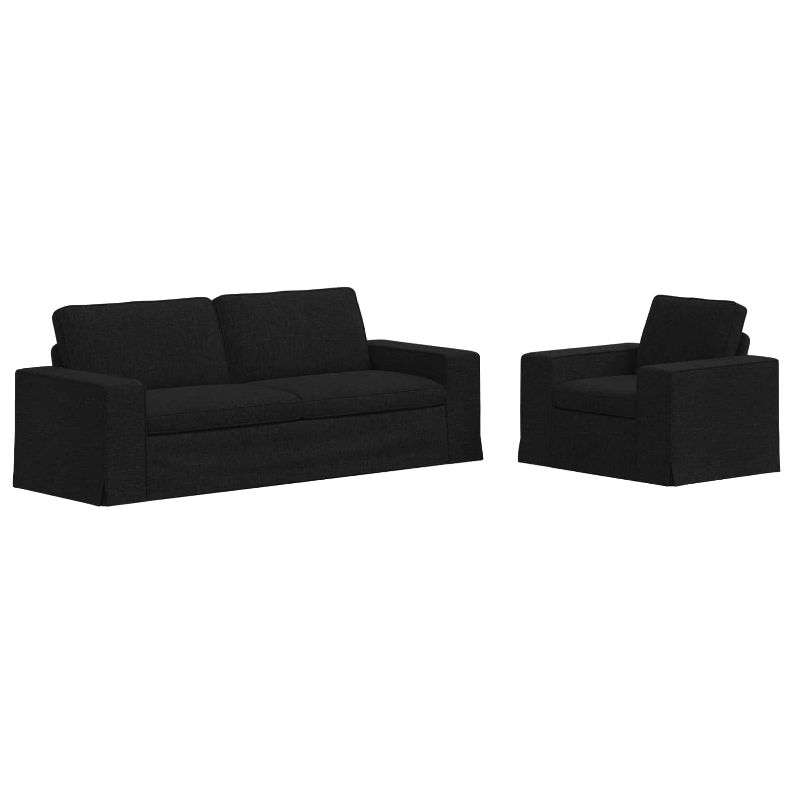 Set sofe 2 pcs Crna 222 x 80 x 82 cm tkanina