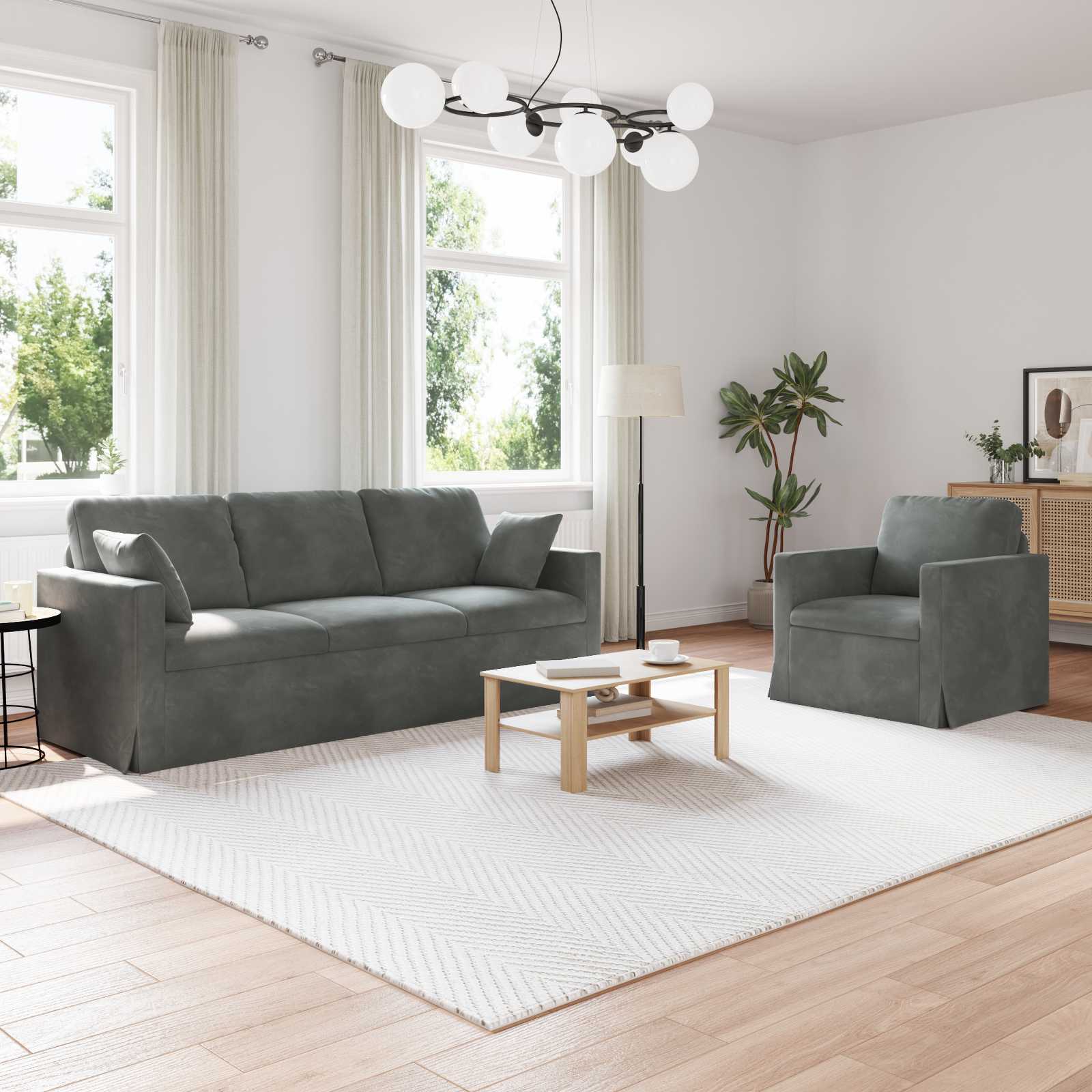 Set sofe 2 pcs Tamno siva 198 x 78 x 80 cm Baršun