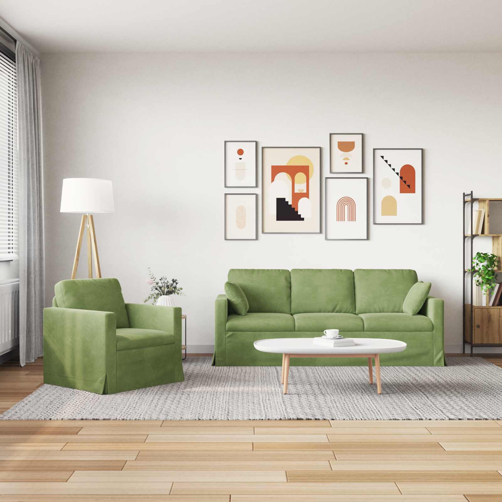 Set sofe 2 pcs Svijetlo zelena 198 x 78 x 80 cm Baršun