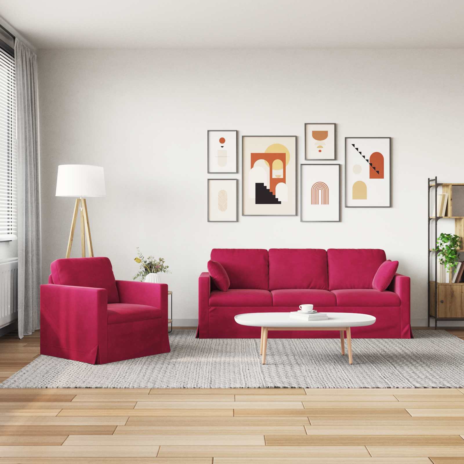 Set sofe 2 pcs Vinska crvena 198 x 78 x 80 cm Baršun