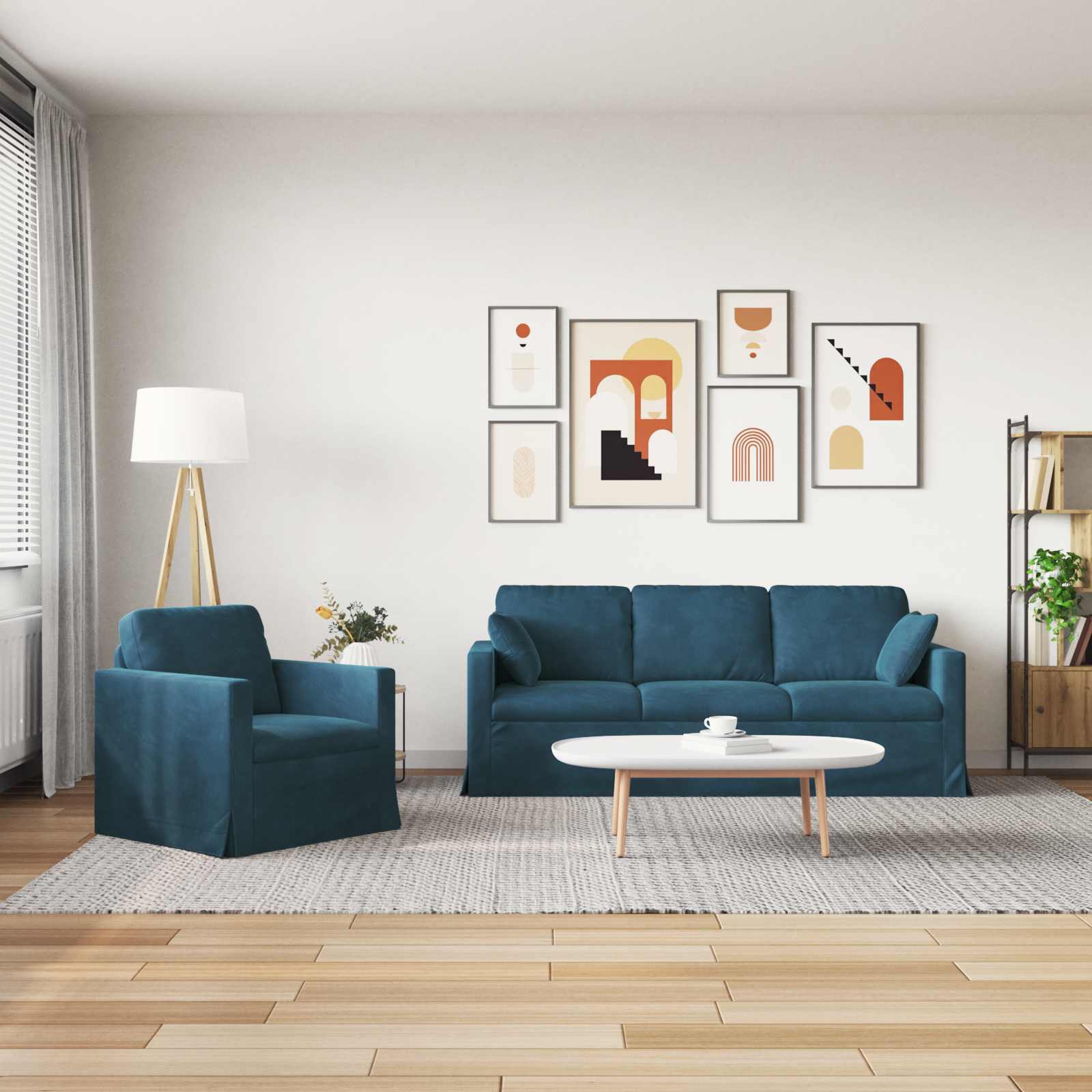 Set sofe 2 pcs Plava 198 x 78 x 80 cm Baršun