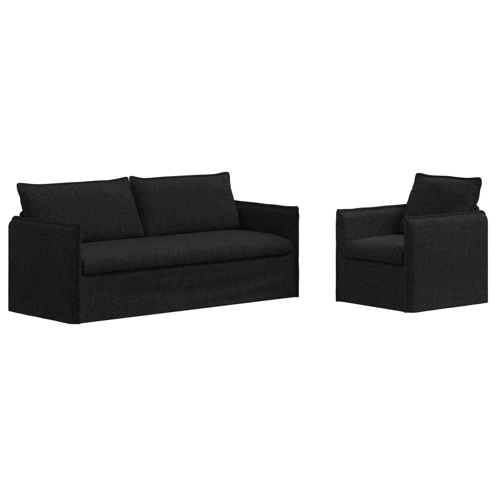 Set sofe 2 pcs Crna 196 x 82 x 85 cm Tkanina