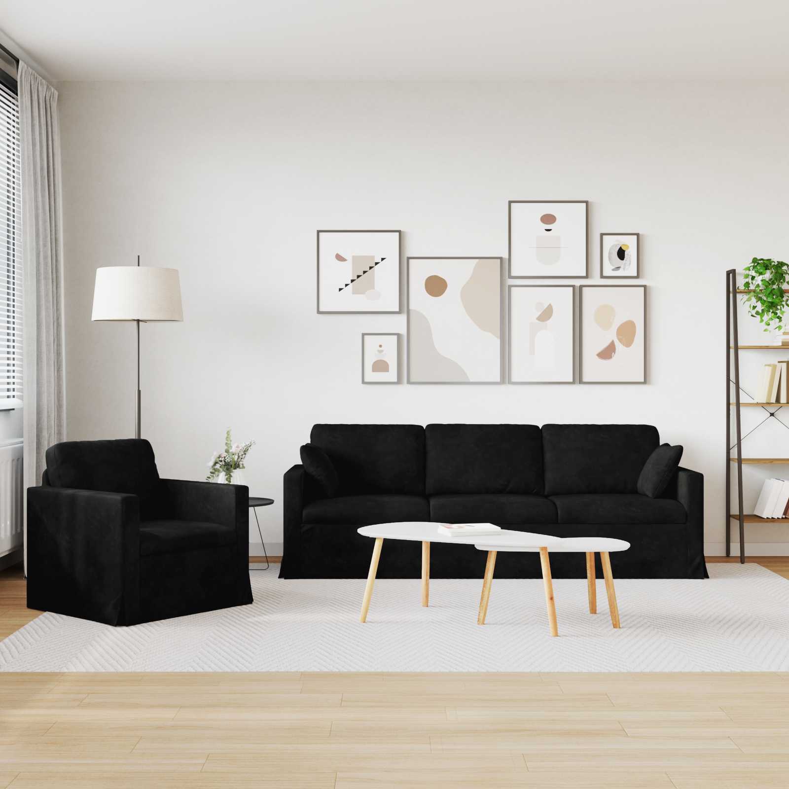 Set sofe 2 pcs Crna Baršun