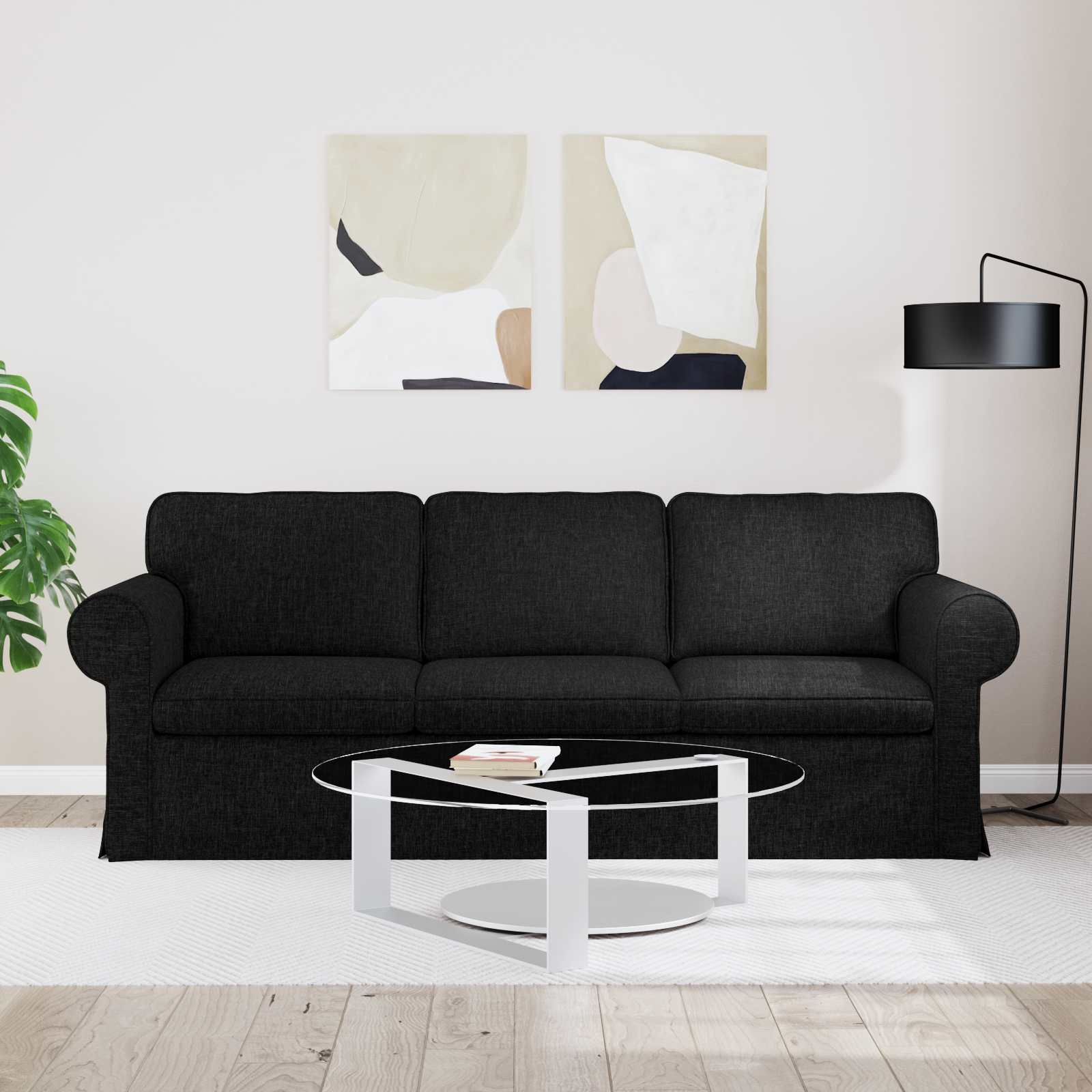 Sofa Crna 215 x 82 x 80 cm tkanina