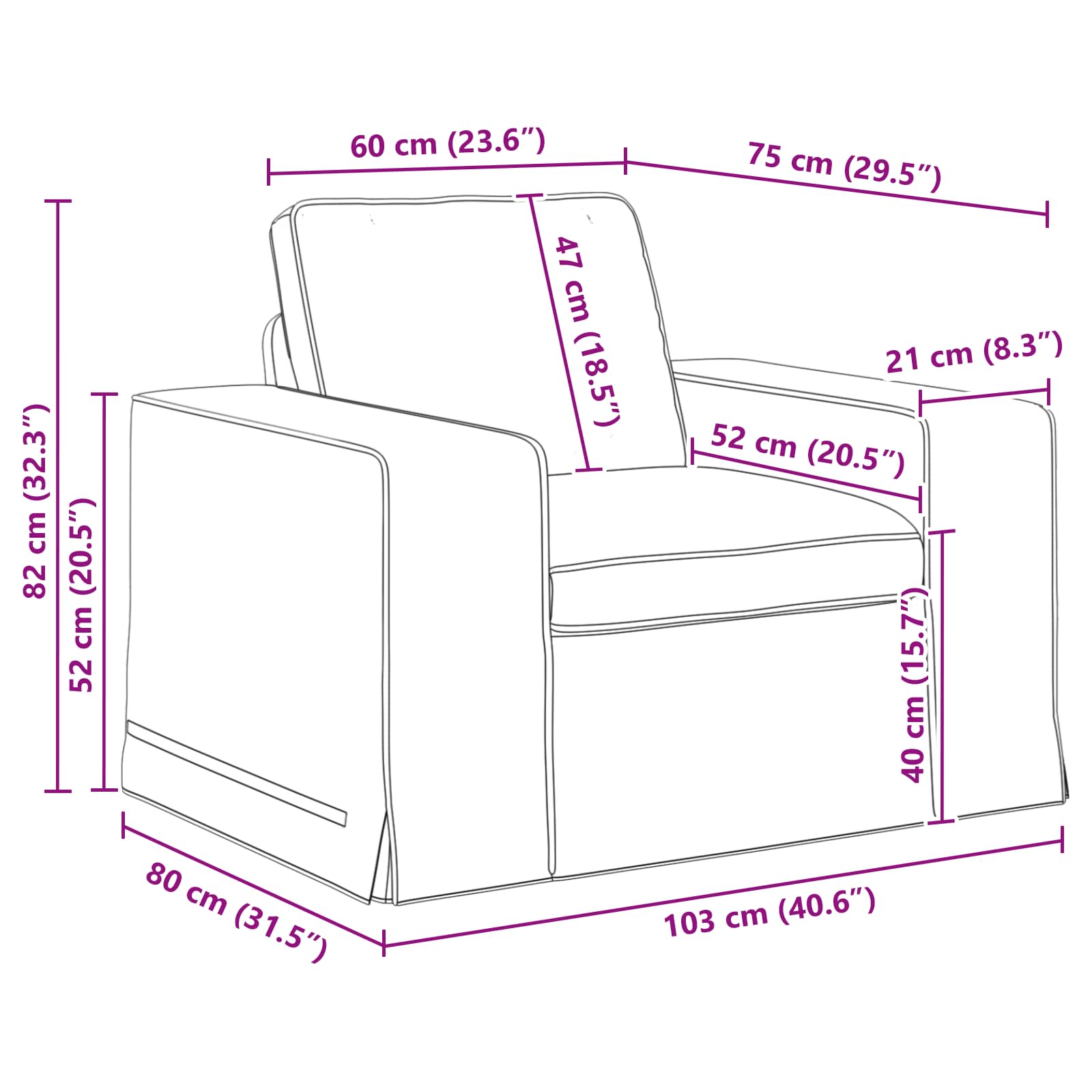 Sofa Sivo-smeđa 103 x 80 x 82 cm tkanina