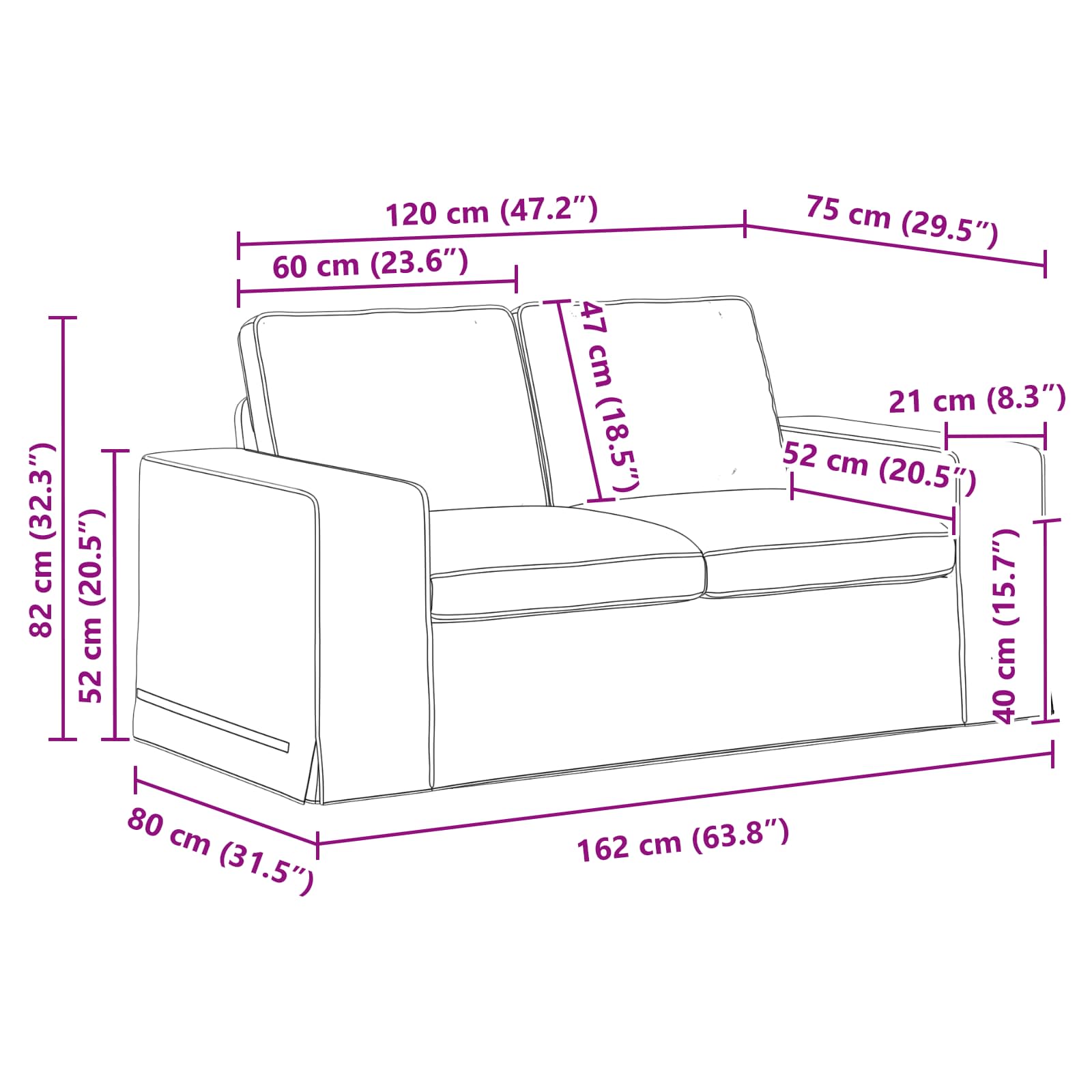 Sofa Tamnozelena 162 x 80 x 82 cm tkanina