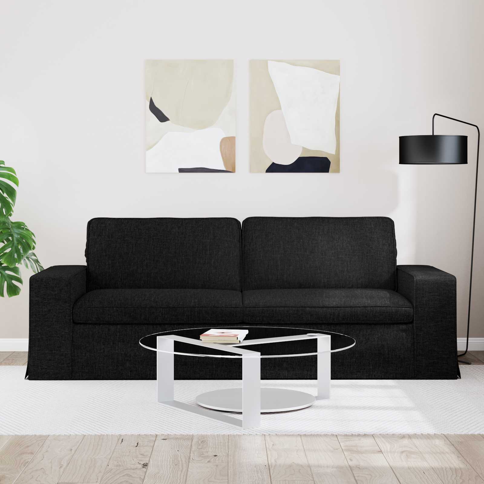 Sofa Crna 222 x 80 x 82 cm tkanina