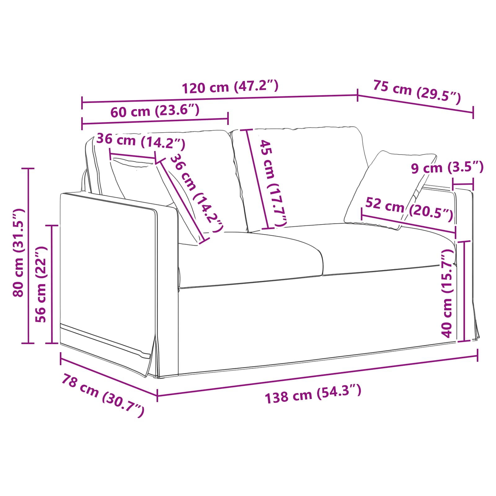 Sofa Ružičasta 138 x 78 x 80 cm Baršun