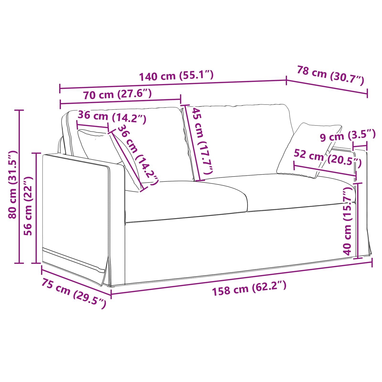 Sofa Plava 158 x 78 x 80 cm Baršun