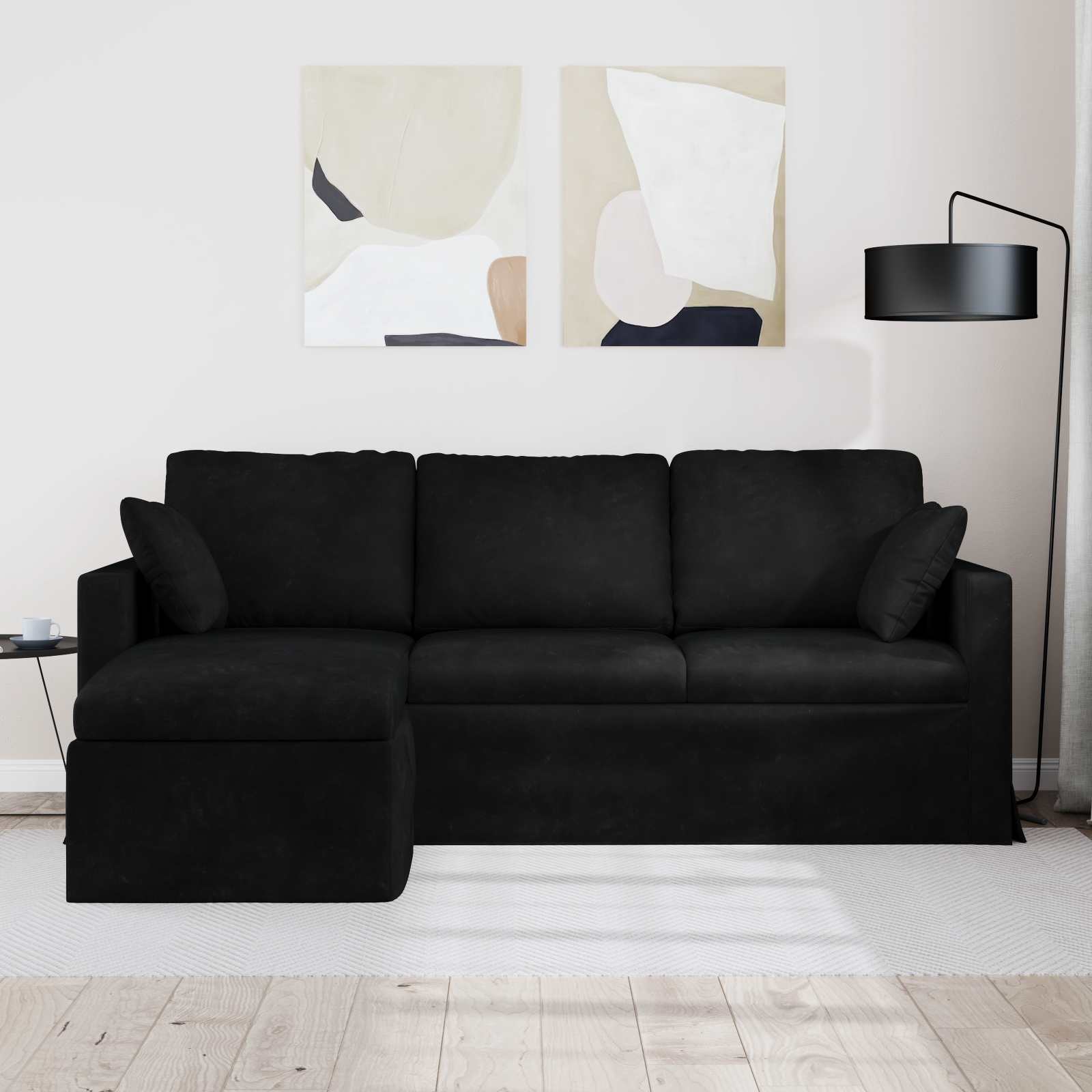 Sofa Crna 198 x 134 x 80 cm Baršun