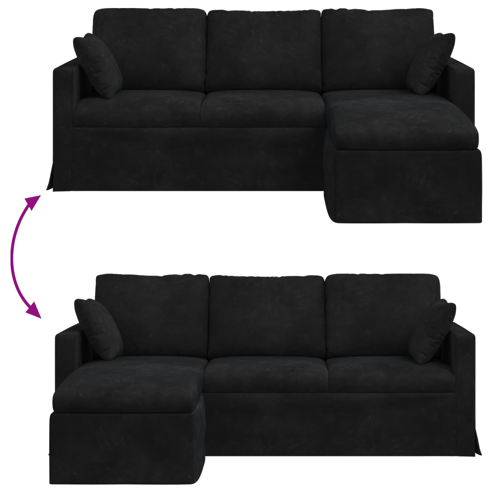 Sofa Crna 198 x 134 x 80 cm Baršun