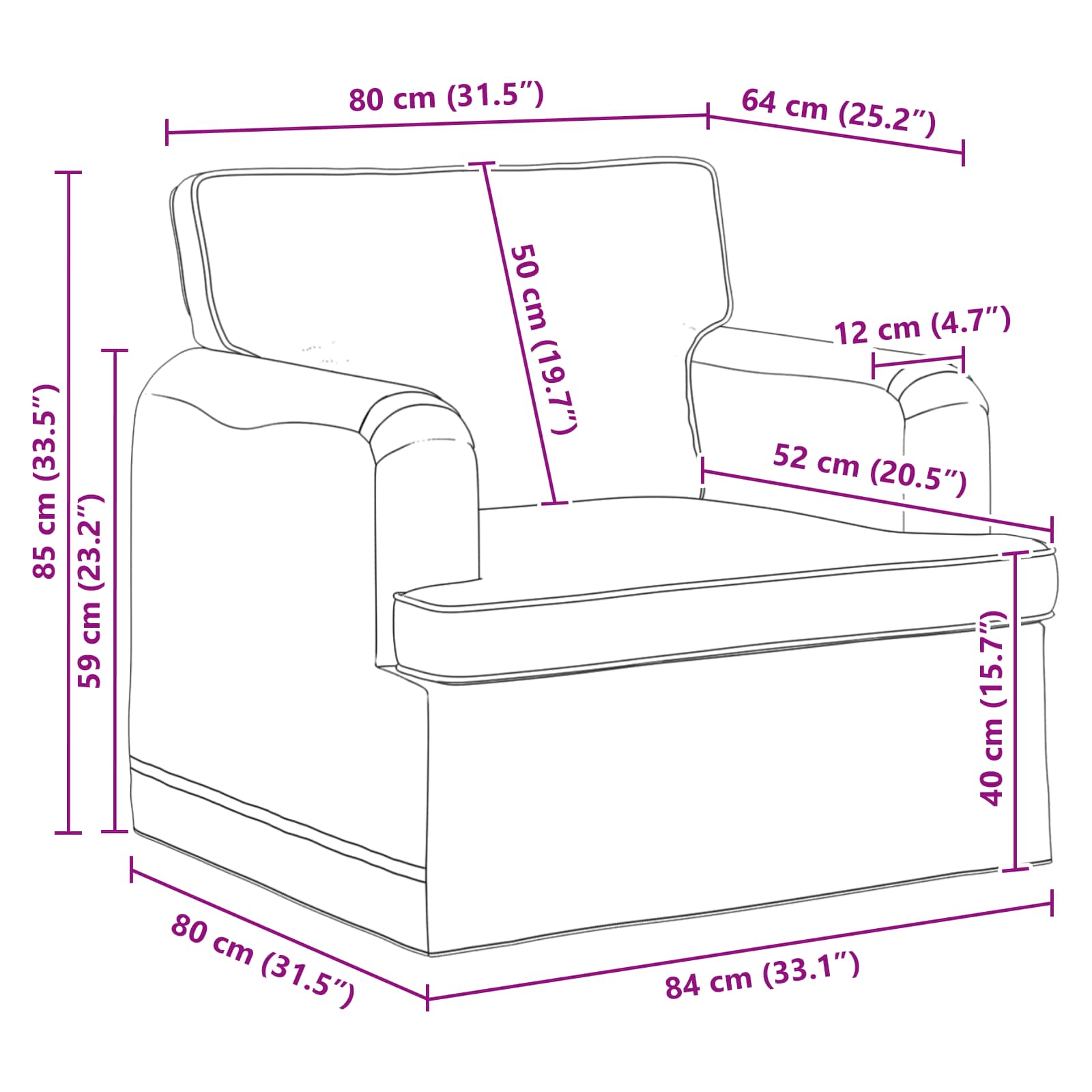 Sofa Plava 84 x 80 x 85 cm tkanina