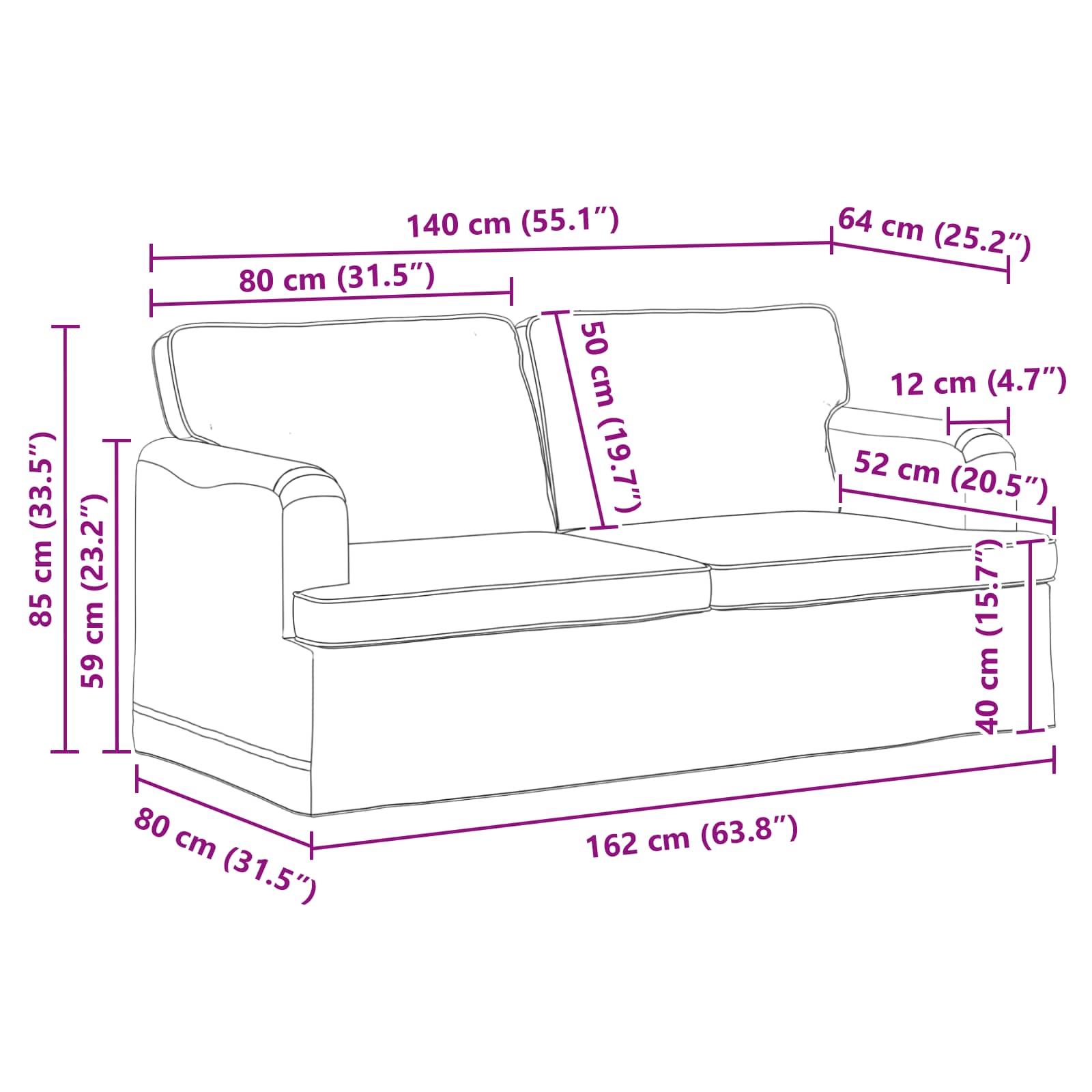 Sofa Sivo-smeđa 162 x 80 x 85 cm tkanina