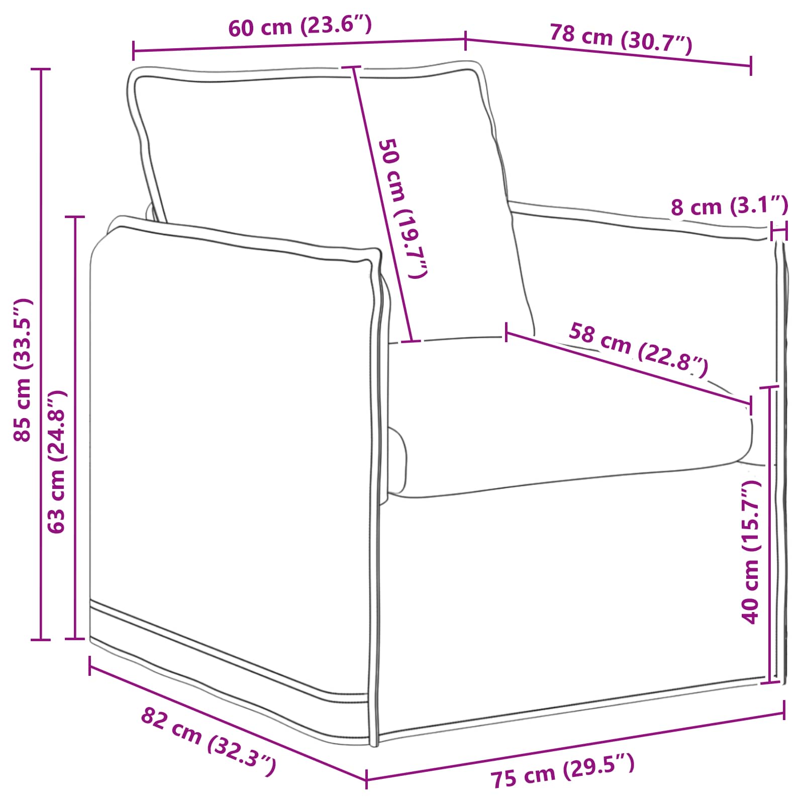 Sofa Krema 75 x 82 x 85 cm tkanina