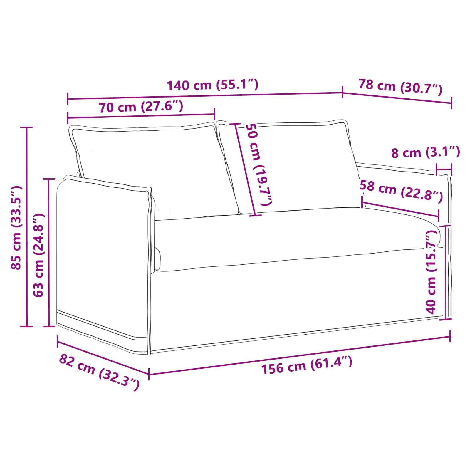 Sofa Sivo-smeđa 156 x 82 x 85 cm tkanina