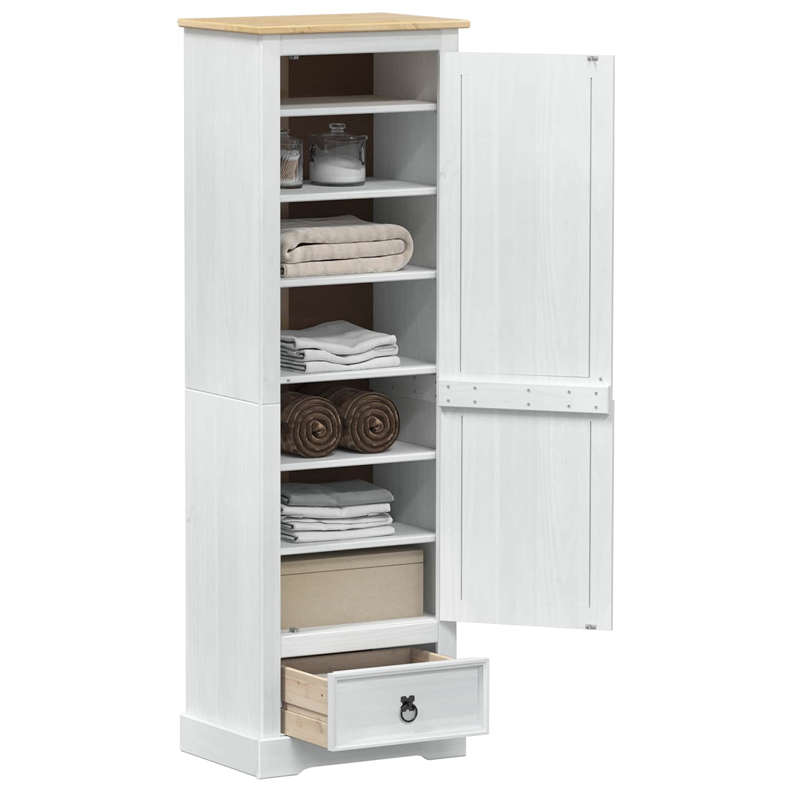 Ormari s ladicama Bijelo 55 x 38 x 170 cm Čvrsto borovo drvo