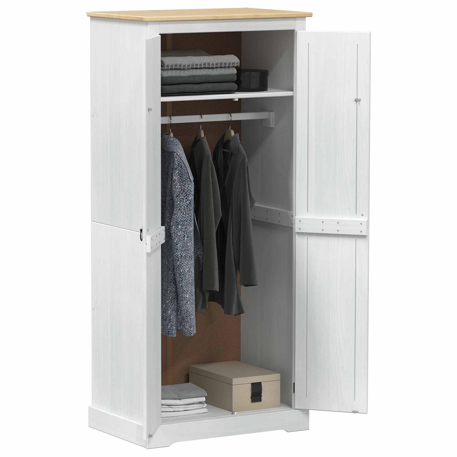 Ormari s policom Bijelo 76 x 50 x 170 cm Čvrsto borovo drvo