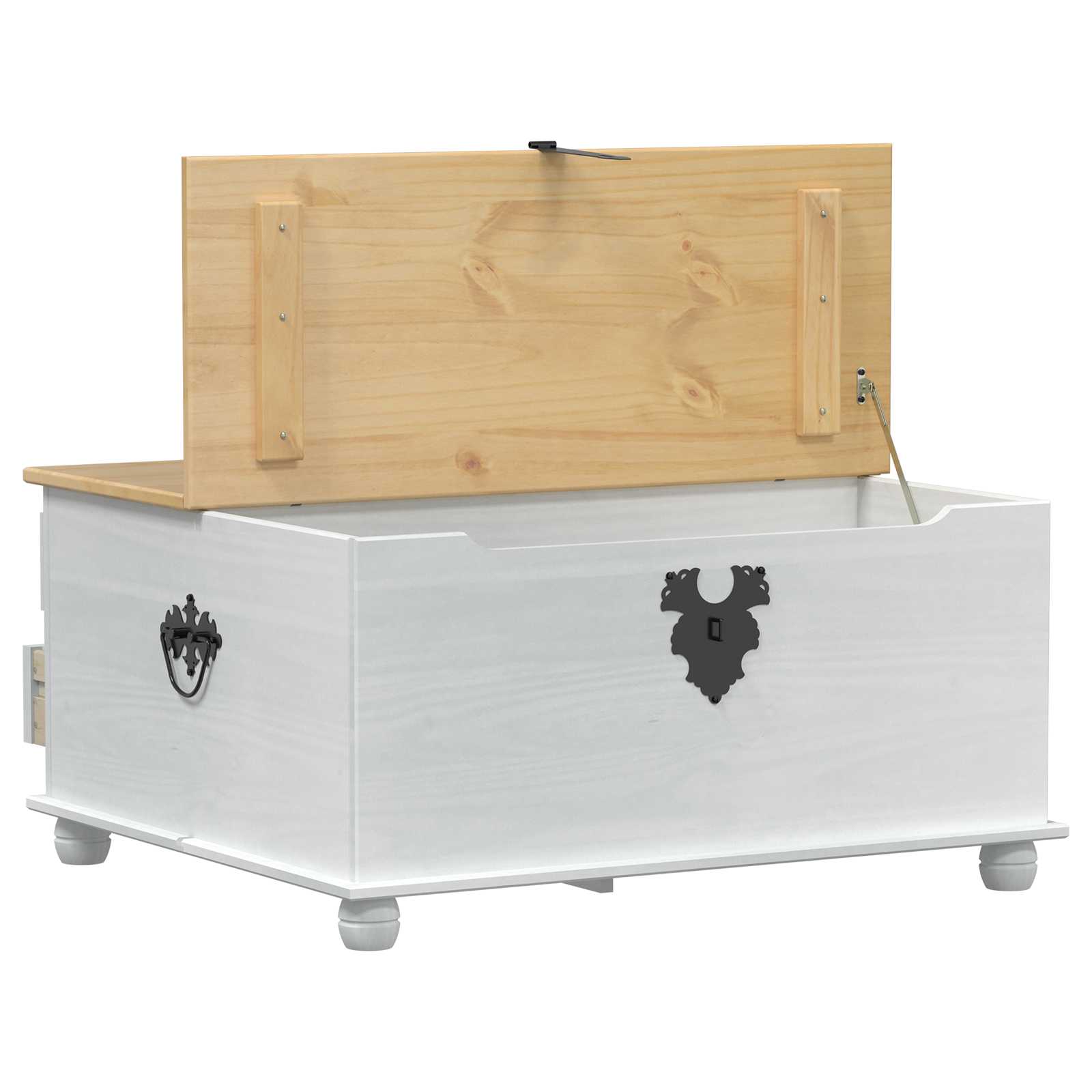 storage box s ladicama Bijelo 90 x78 x 45 cm Čvrsto borovo drvo