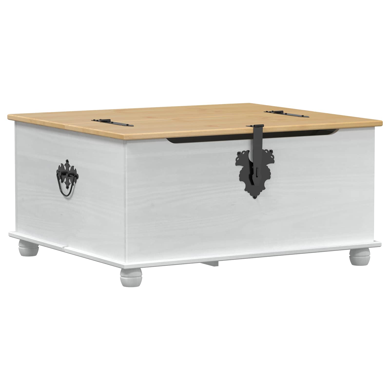 storage box s ladicama Bijelo 90 x78 x 45 cm Čvrsto borovo drvo