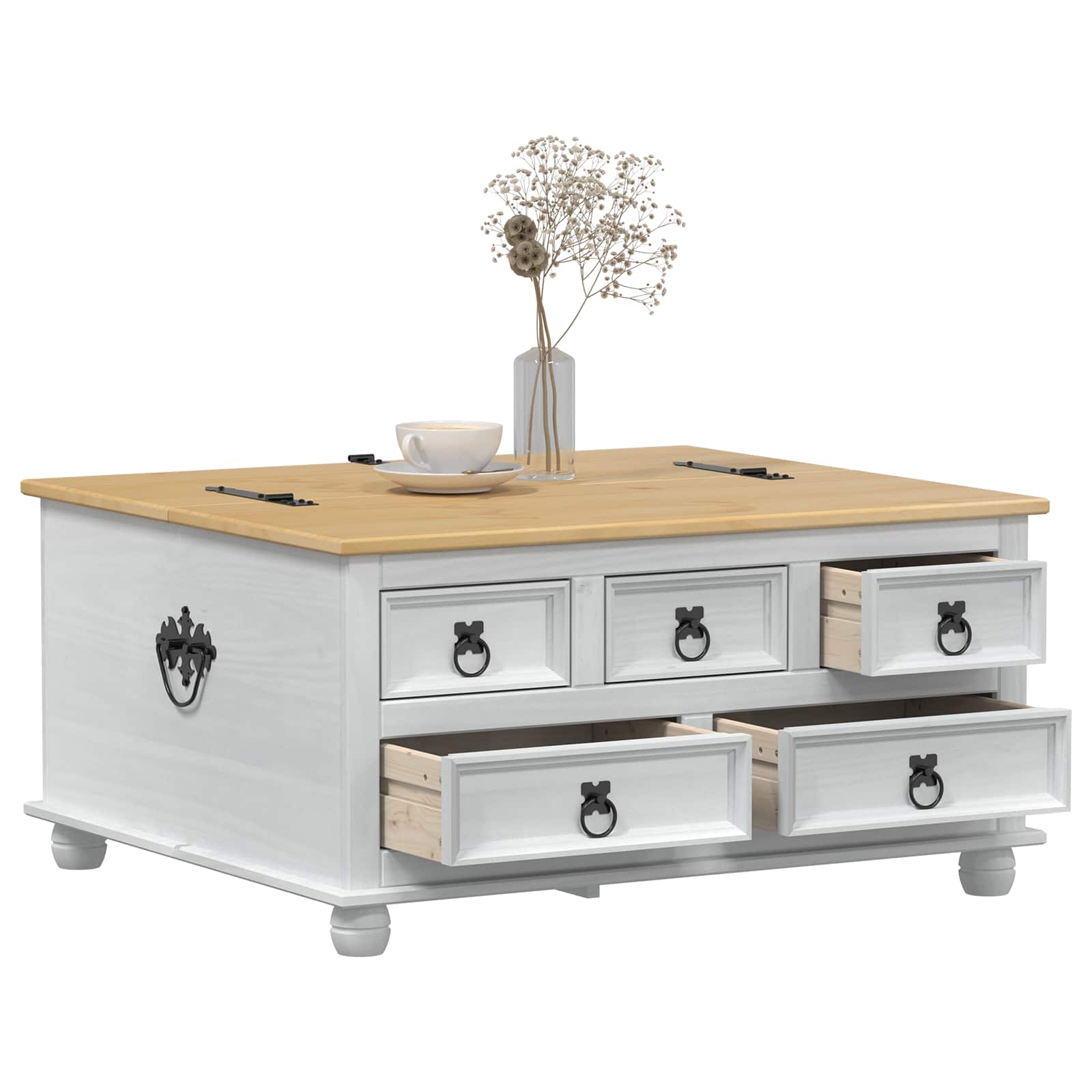 storage box s ladicama Bijelo 90 x78 x 45 cm Čvrsto borovo drvo