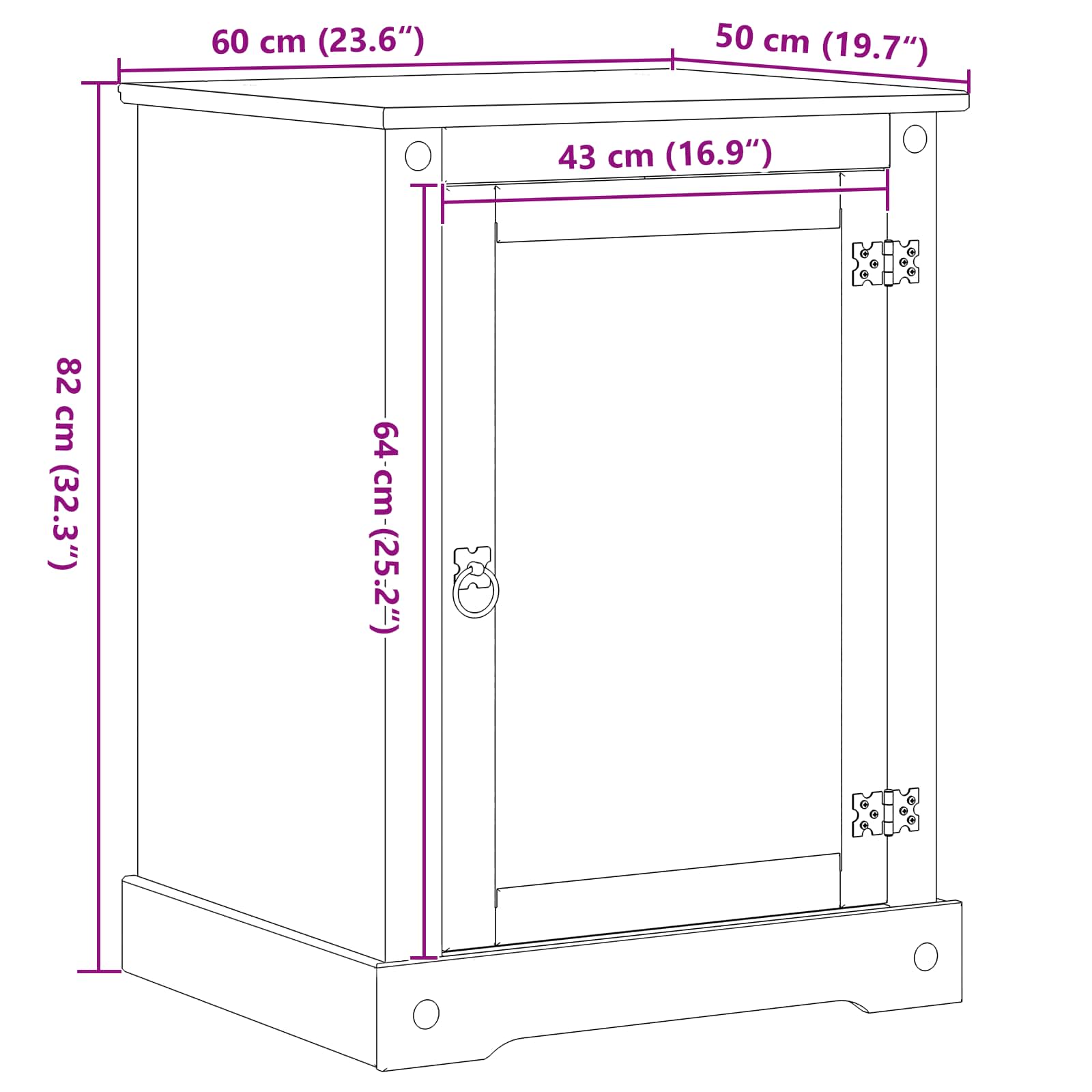 HiFi ormar Bijelo 60 x 50 x 82 cm Čvrsto borovo drvo