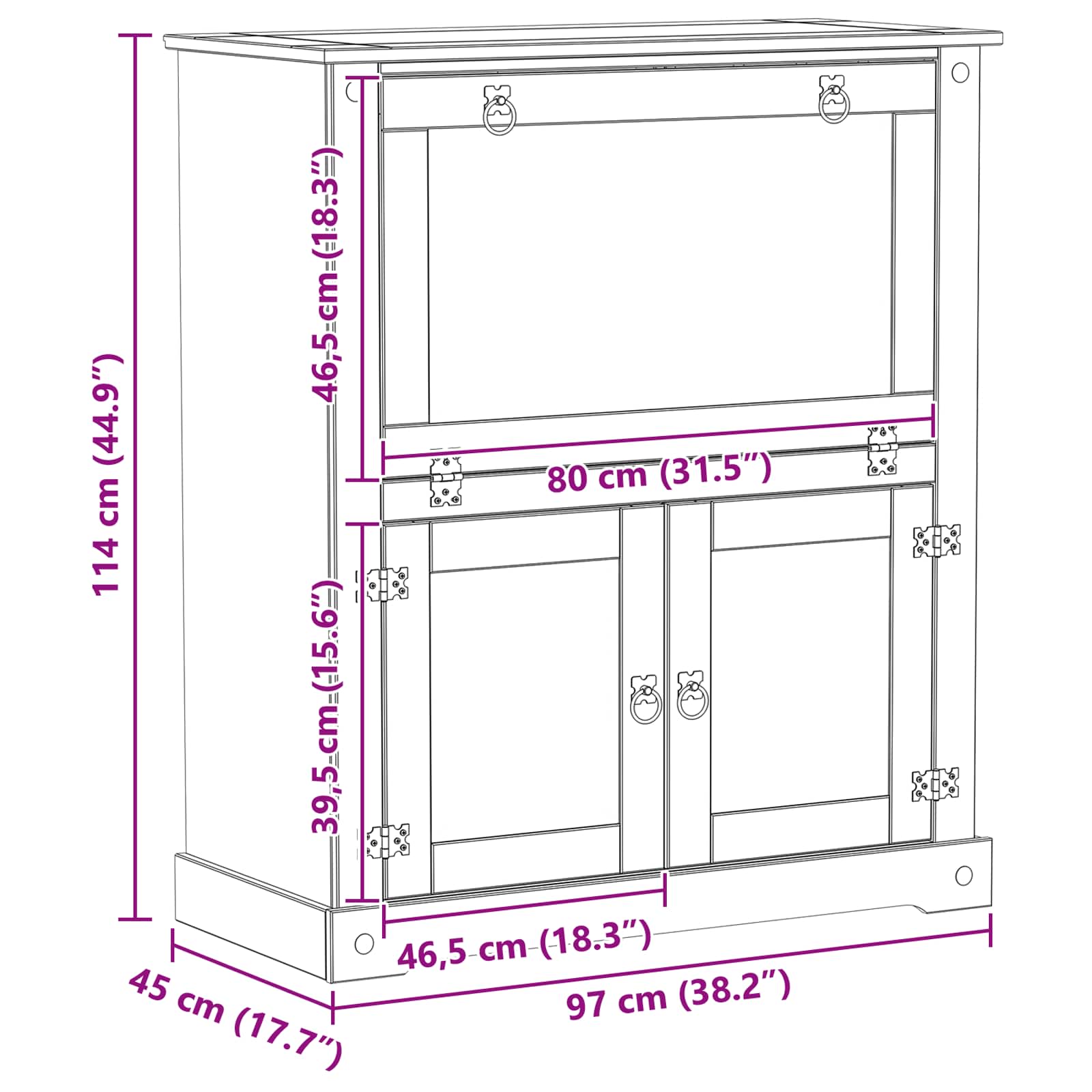 Ormar za vino Bijelo 97 x 45 x 114 cm Čvrsto borovo drvo