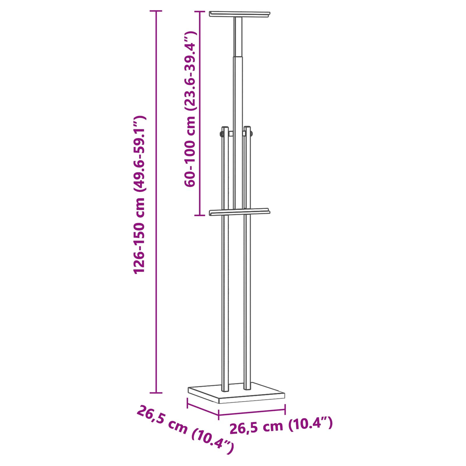 Stalci za sajmove Zlatno 26,5 x 26,5 x 150 cm Čelik