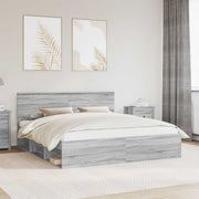 Krevetna konstrukcija s uzglavljem Siva Sonoma 200 x 200 cm