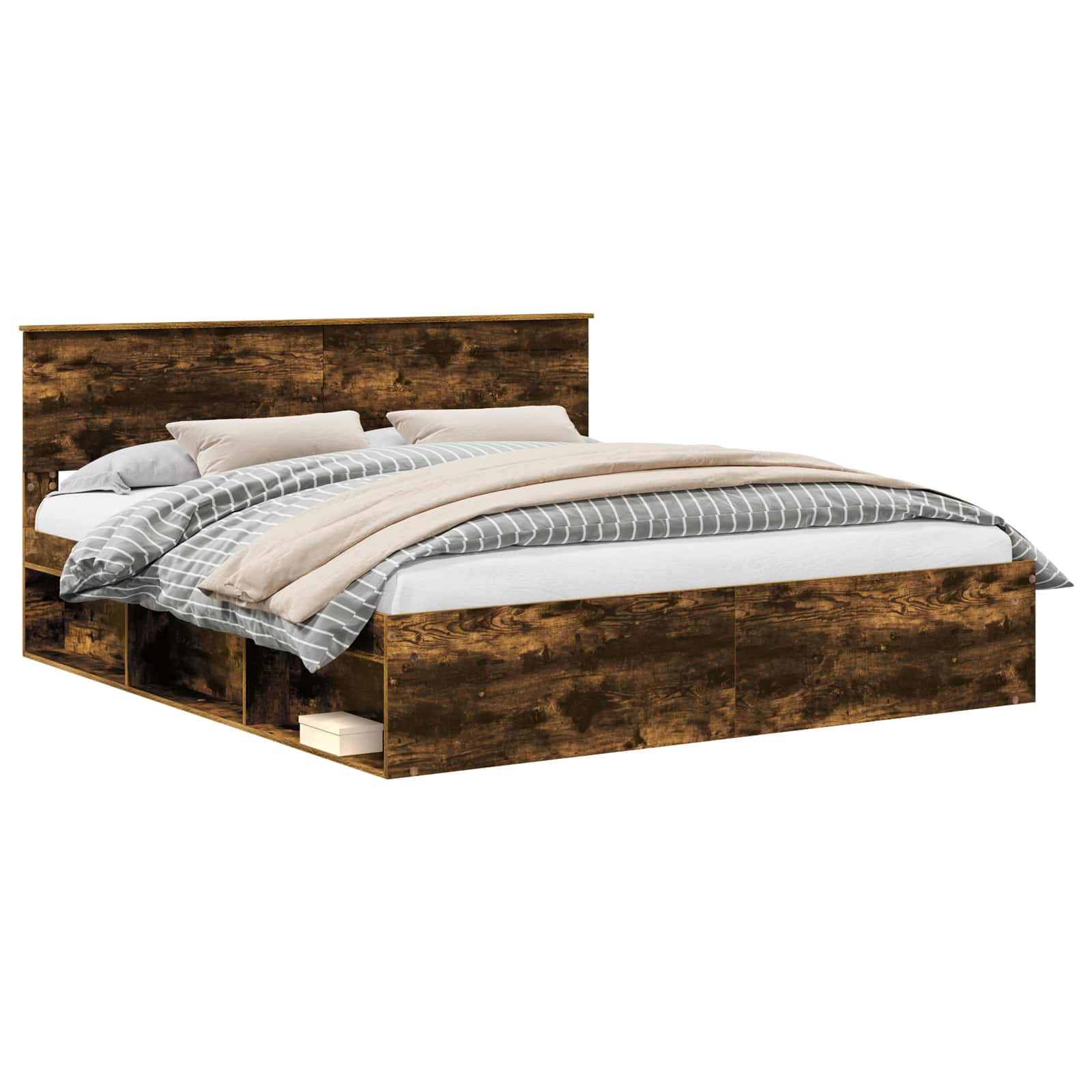 Krevetna konstrukcija s uzglavljem Dimljeni hrast 180 x 200 cm