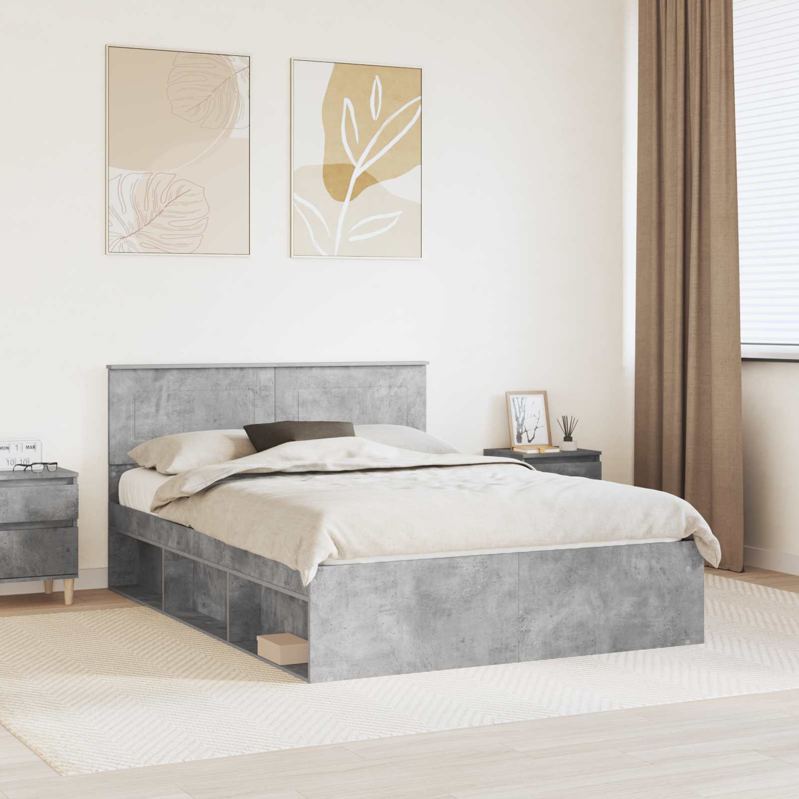 Krevetna konstrukcija Beton 160 x 200 cm Konstruirano drvo