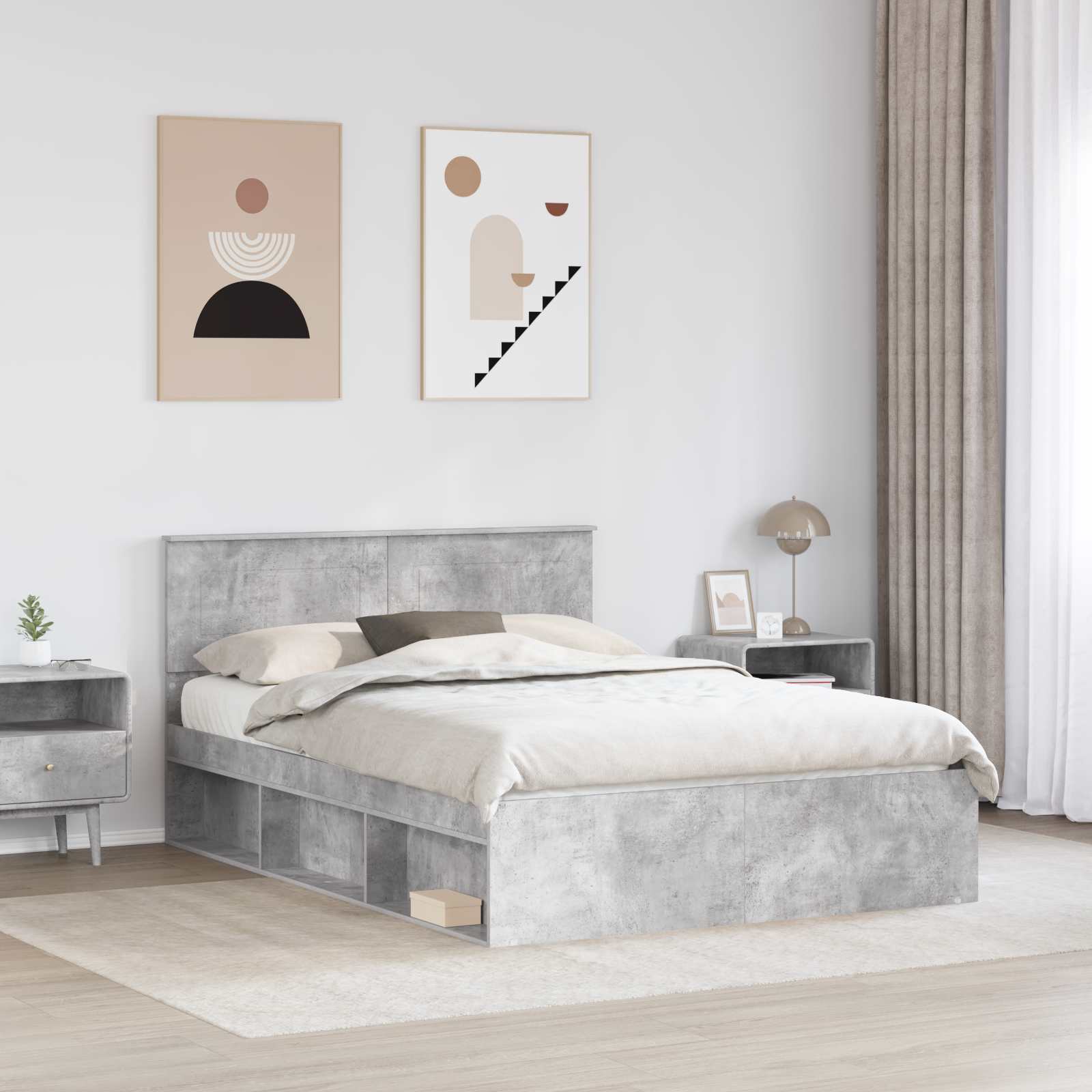 Krevetna konstrukcija Beton 160 x 200 cm Konstruirano drvo