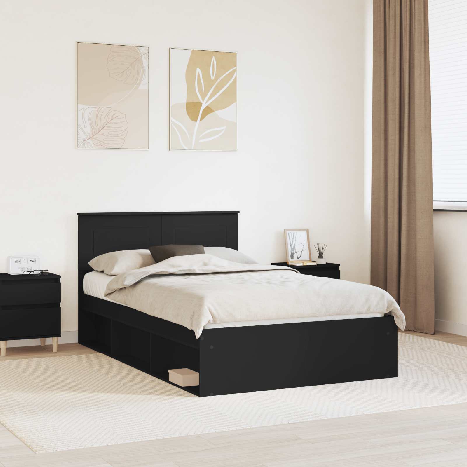 Krevetna konstrukcija Crna 135 x 190 cm Konstruirano drvo