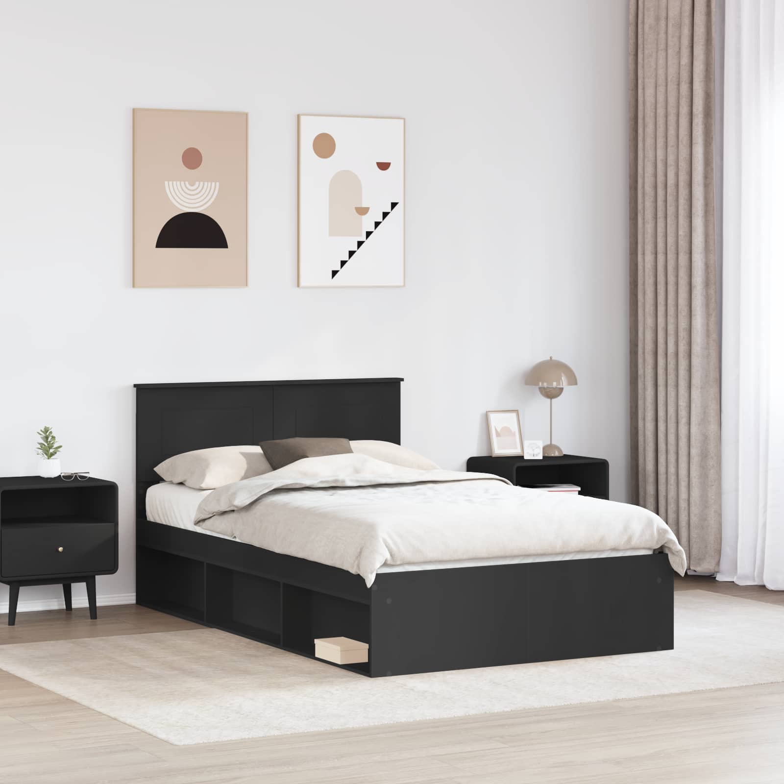 Krevetna konstrukcija Crna 135 x 190 cm Konstruirano drvo