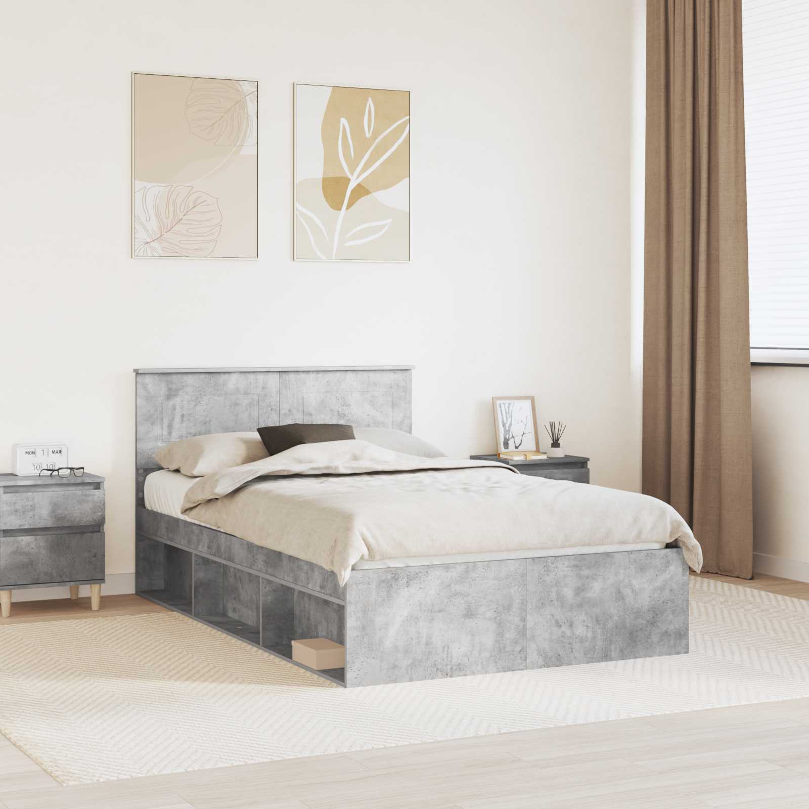Krevetna konstrukcija Beton 120 x 190 cm Konstruirano drvo