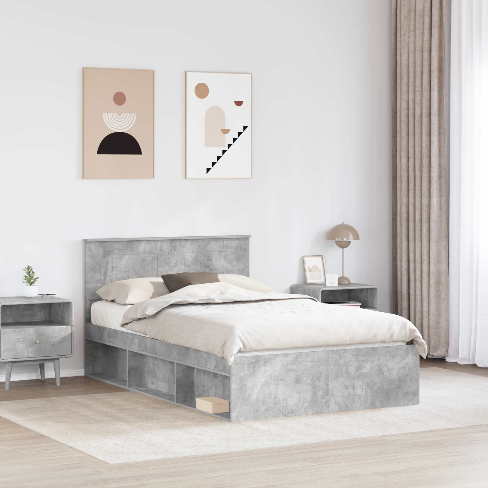 Krevetna konstrukcija Beton 120 x 190 cm Konstruirano drvo
