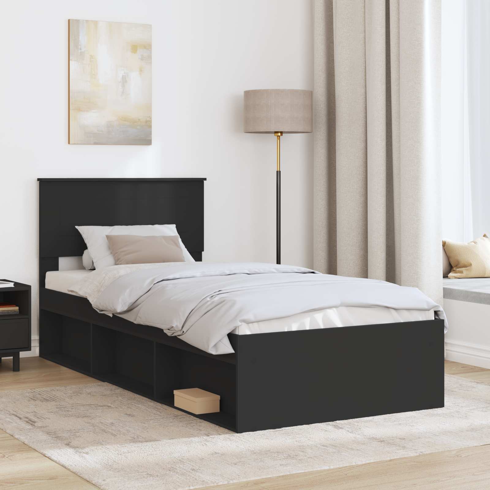 Krevetna konstrukcija Crna 100 x 200 cm Konstruirano drvo