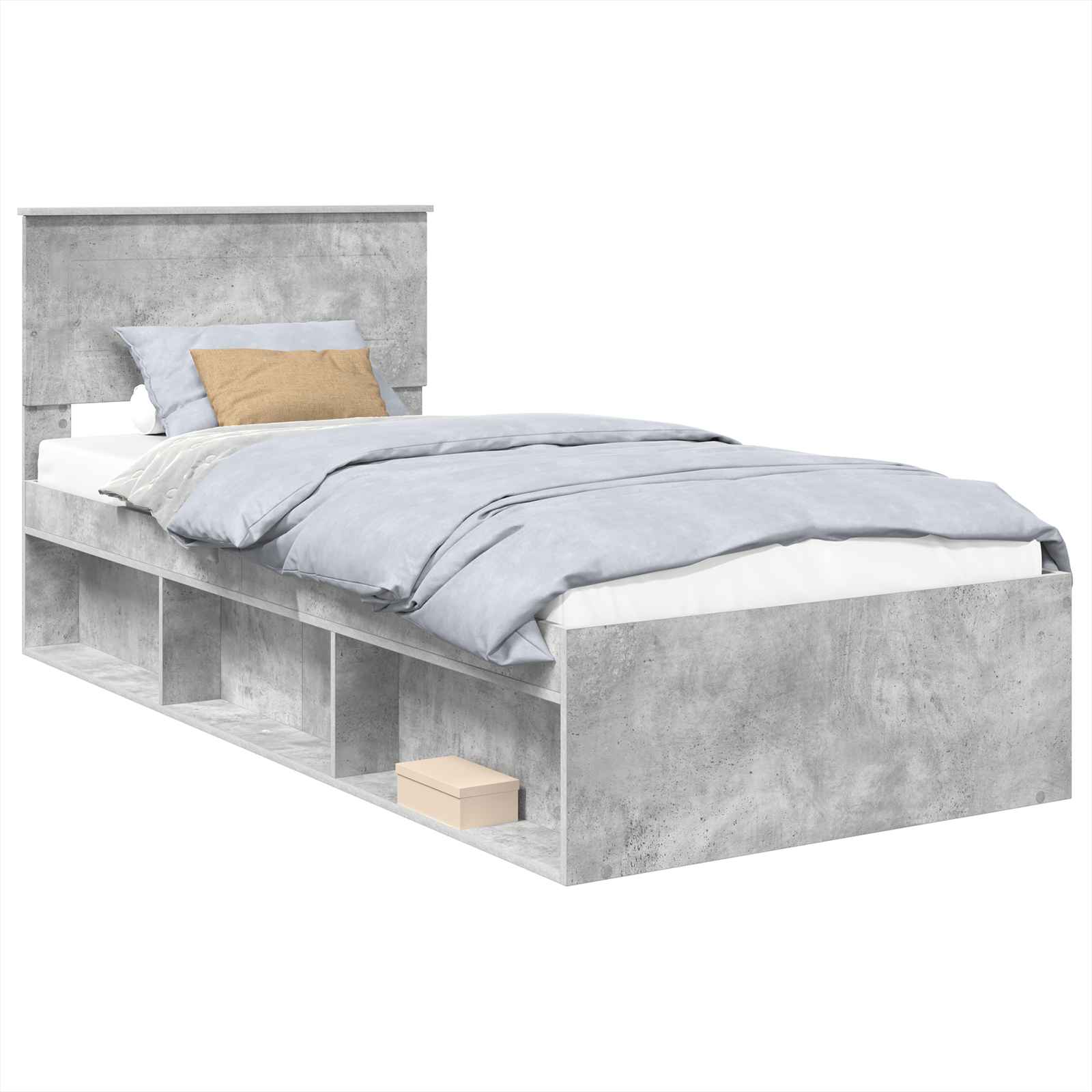Krevetna konstrukcija s uzglavljem Betonska siva 90 x 190 cm