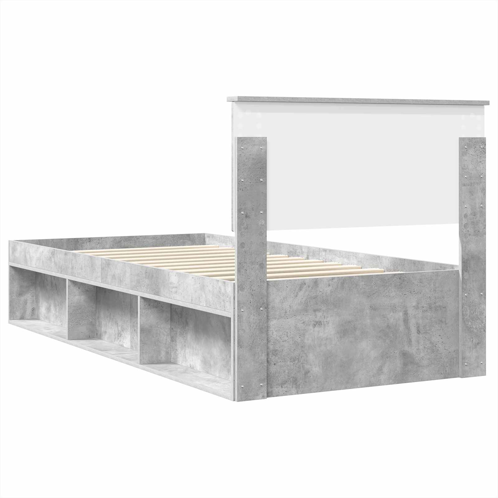 Krevetna konstrukcija s uzglavljem Betonska siva 90 x 190 cm