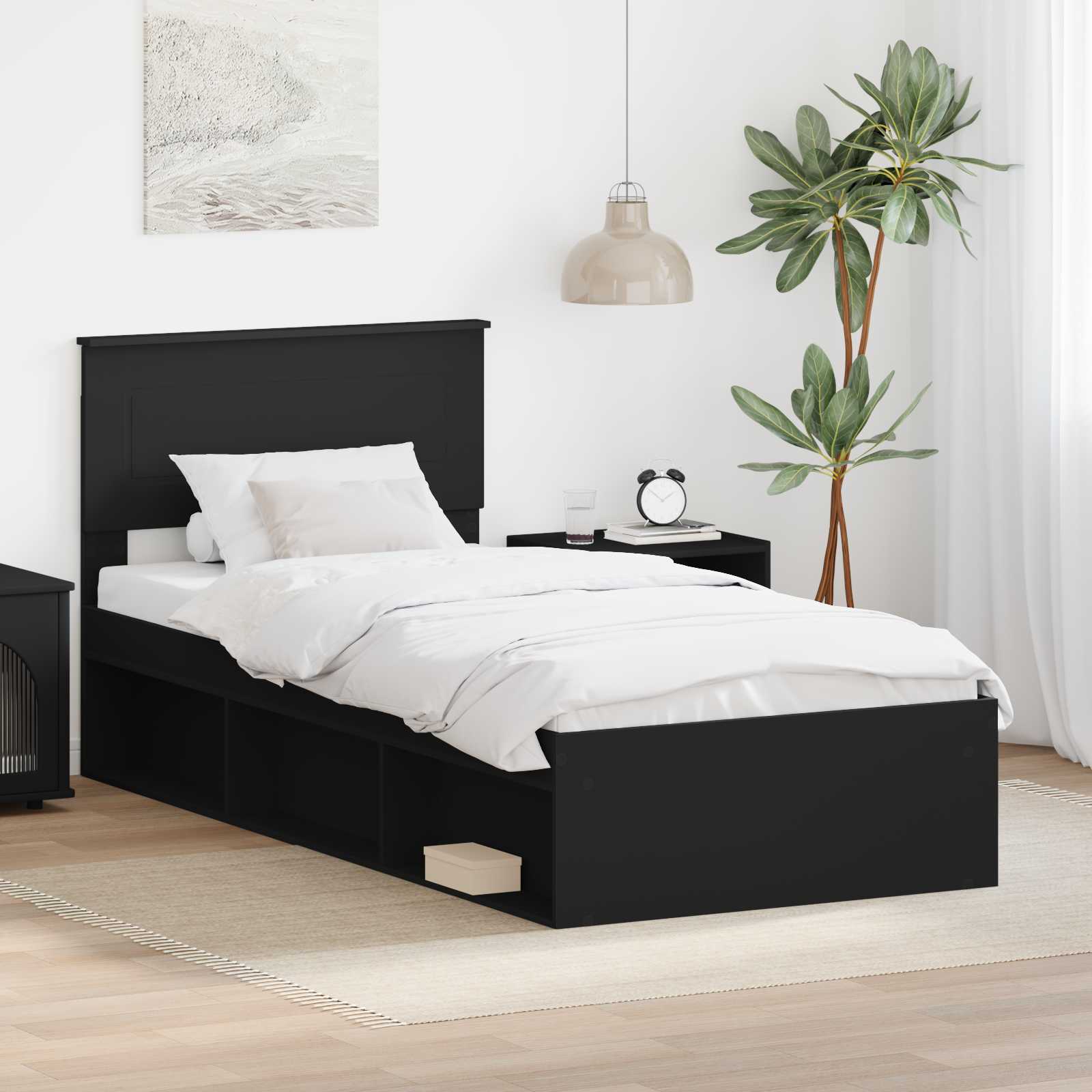 Krevetna konstrukcija Crna 75 x 190 cm Konstruirano drvo