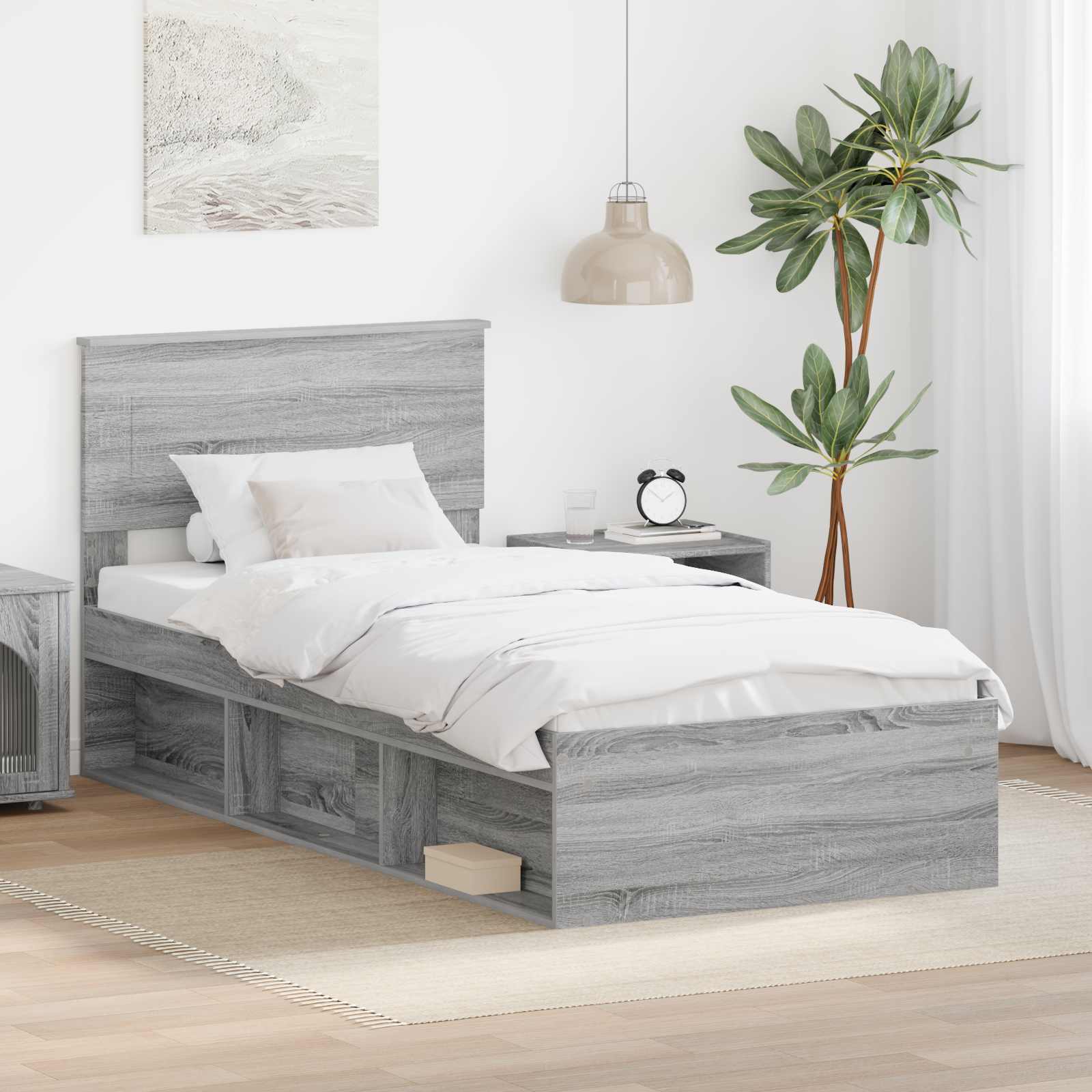 Krevetna konstrukcija Siva Sonoma 75 x 190 cm Konstruirano drvo