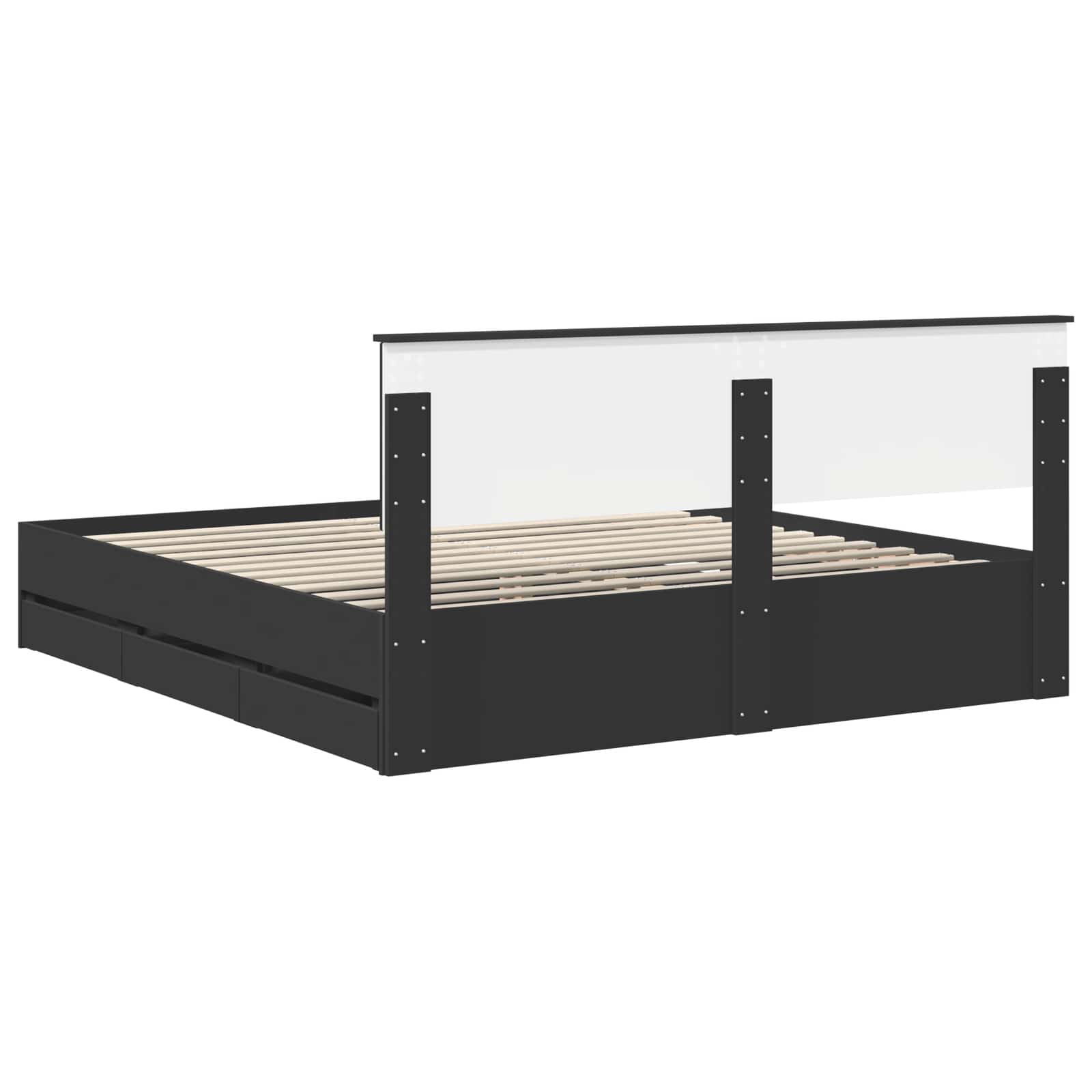 Krevetna konstrukcija Crna 200 x 200 cm Inženjersko Drvo