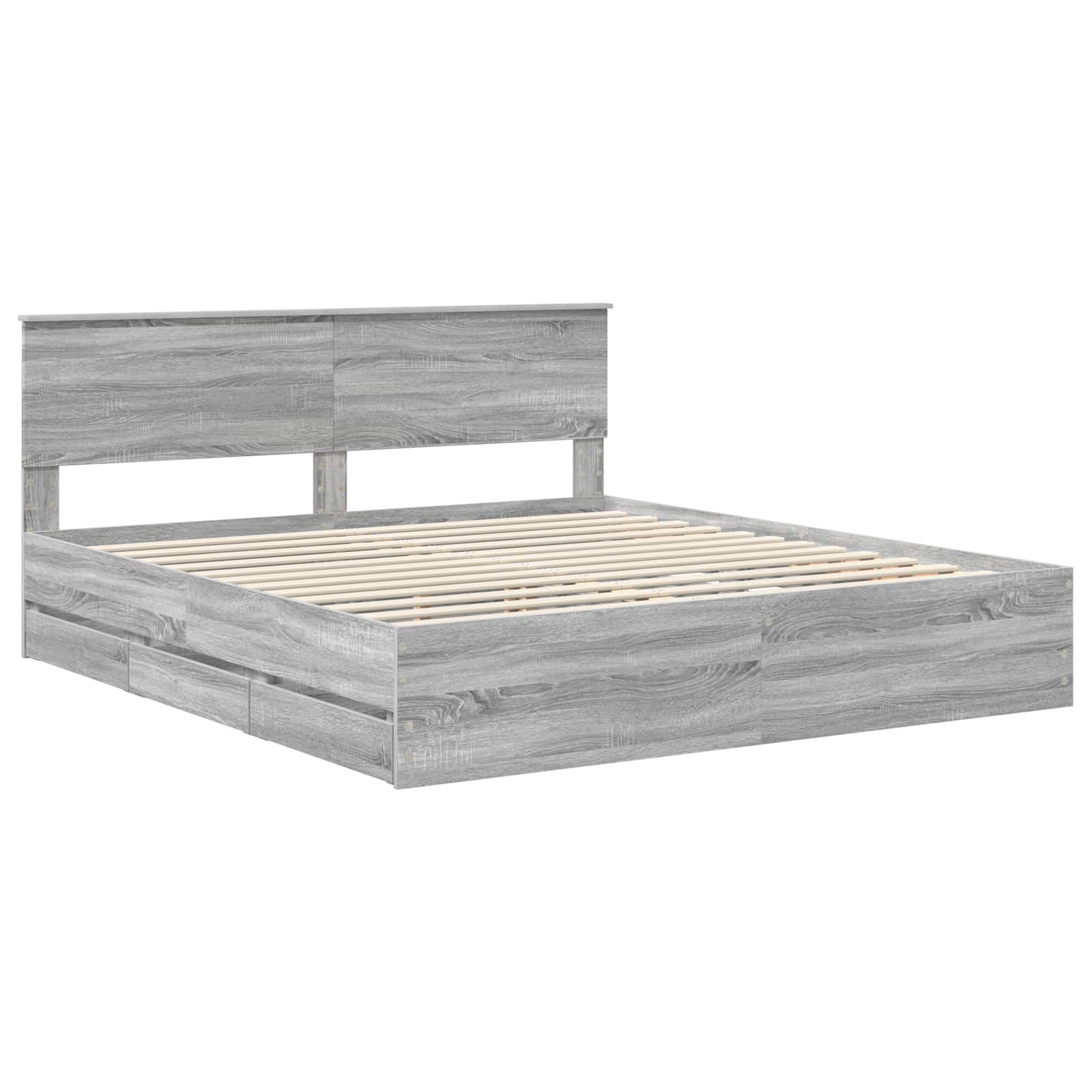Krevetna konstrukcija Siva Sonoma 200 x 200 cm Inženjersko Drvo