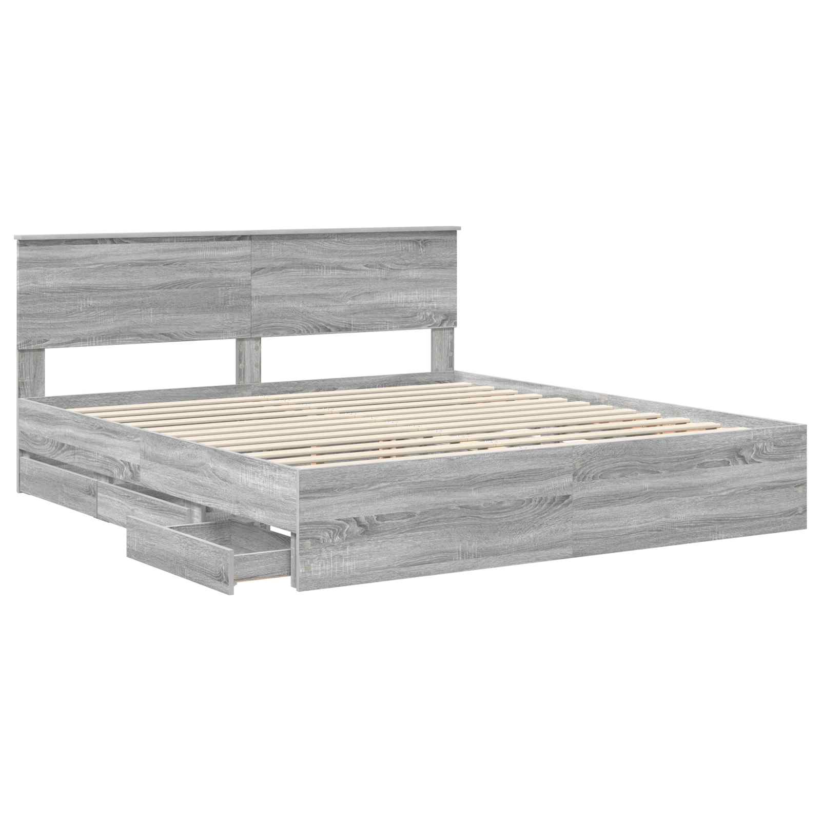Krevetna konstrukcija Siva Sonoma 200 x 200 cm Inženjersko Drvo