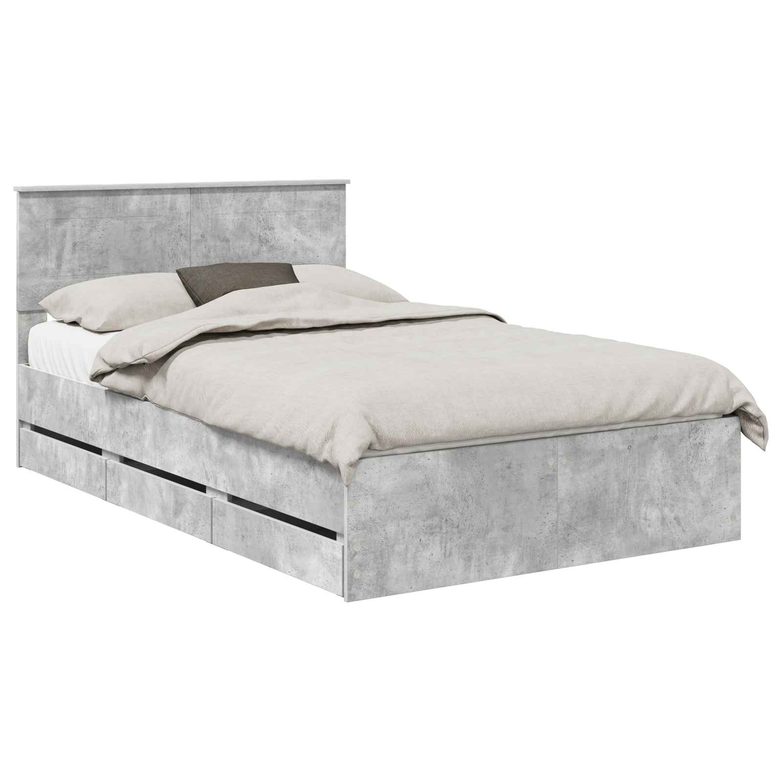 Krevetna konstrukcija s ladicama Betonski sivi 120 x 190 cm