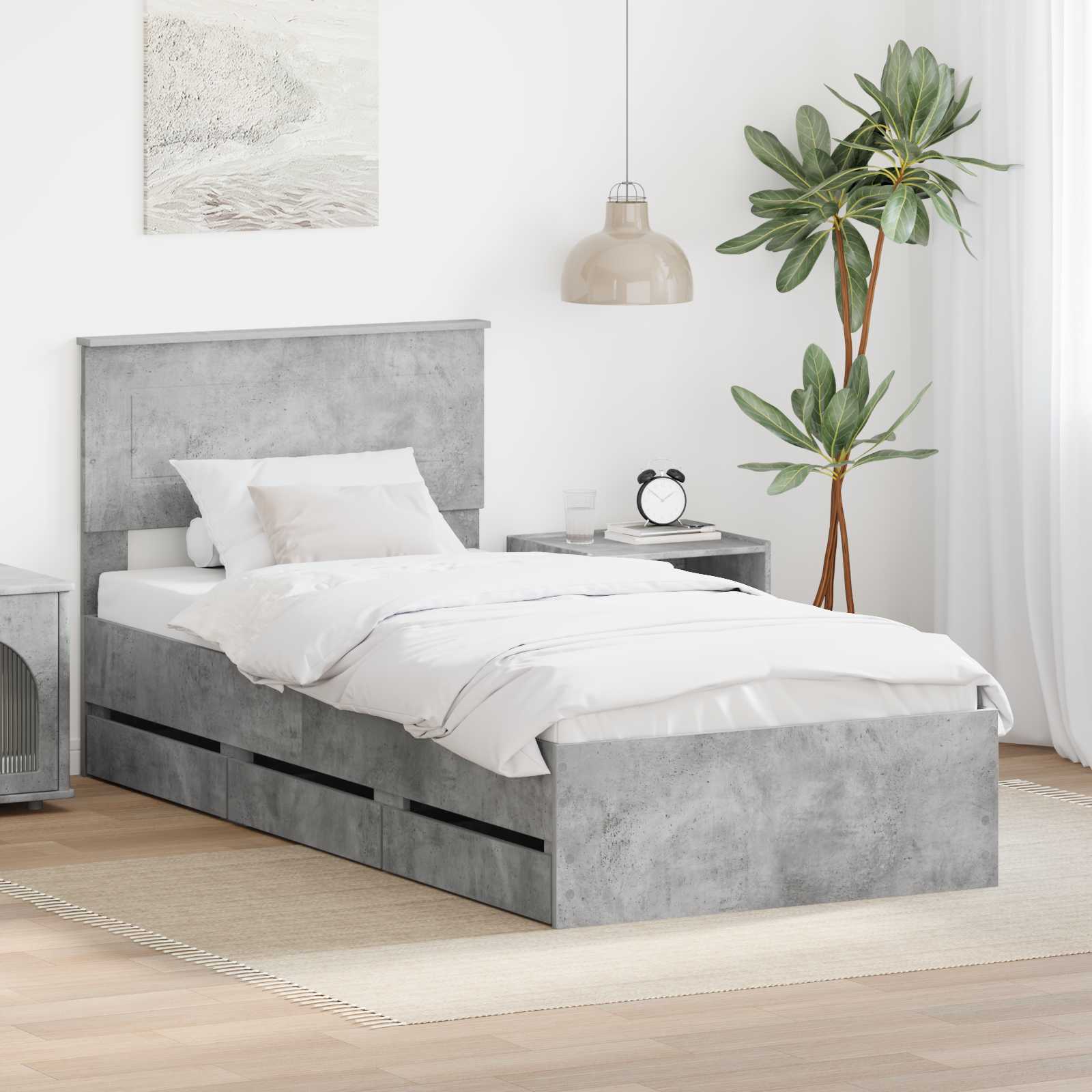Krevetna konstrukcija s ladicama Betonski sivi 90 x 190 cm