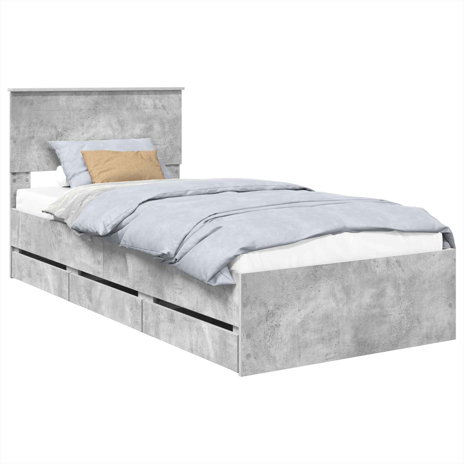 Krevetna konstrukcija s ladicama Betonski sivi 90 x 190 cm