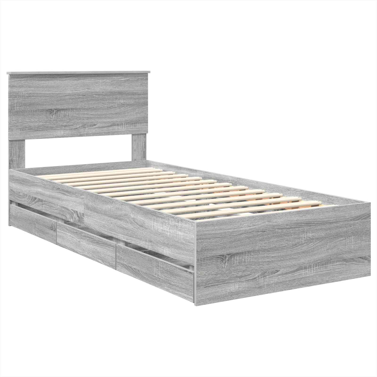 Krevetna konstrukcija Siva Sonoma 75 x 190 cm Inženjersko Drvo