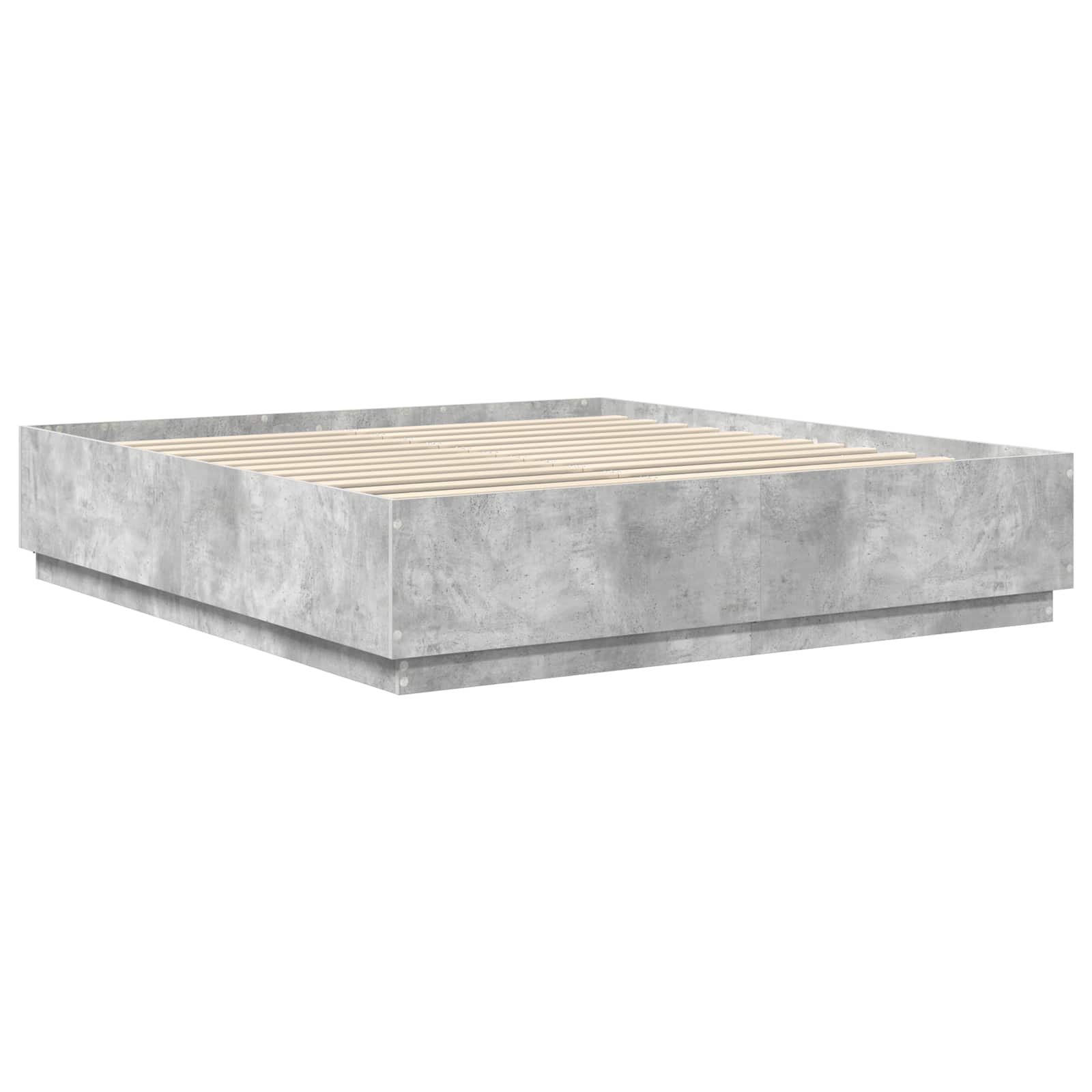 Krevetna konstrukcija s LED trakama Betonski sivi 200 x 200 cm