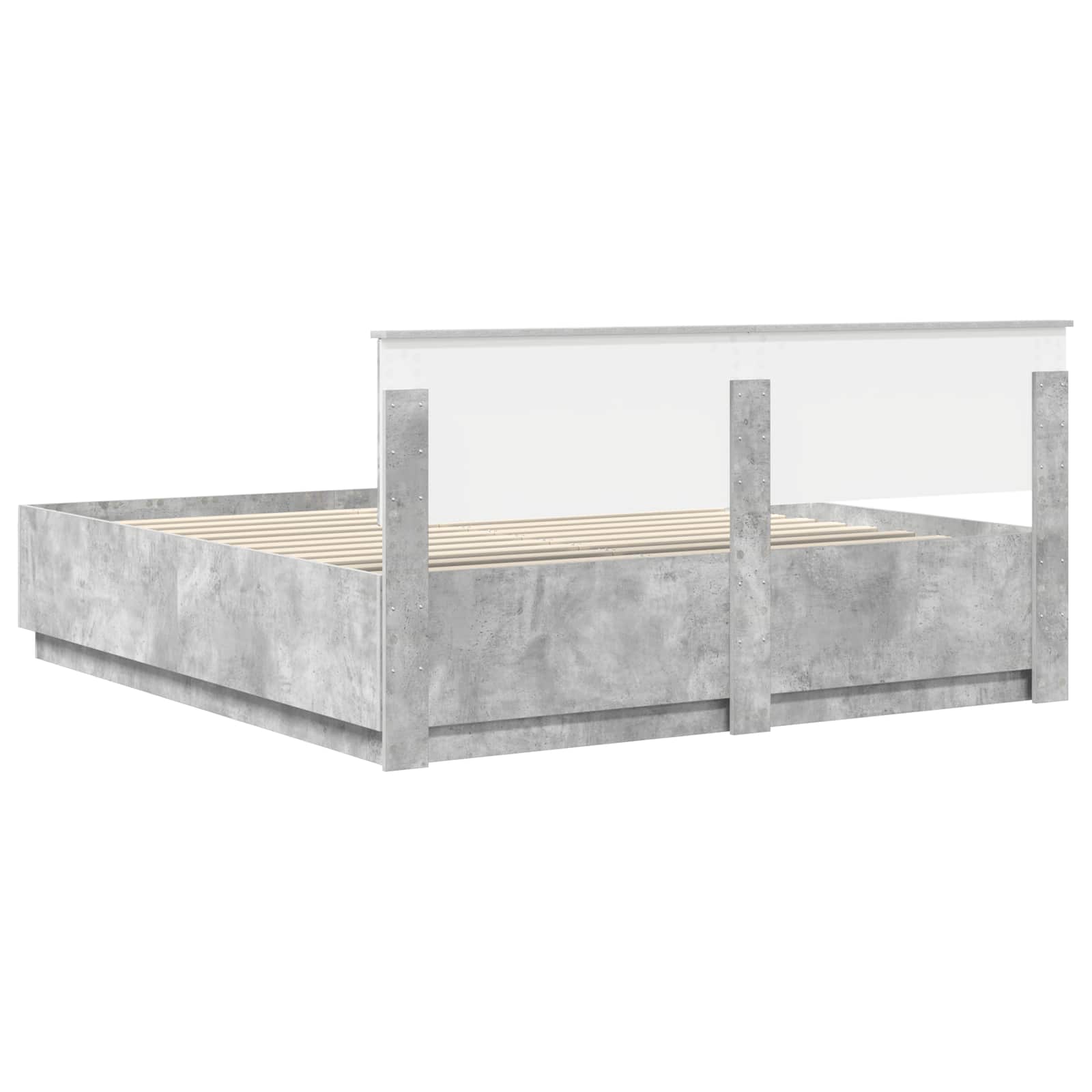 Krevetna konstrukcija s LED trakama Betonski sivi 200 x 200 cm