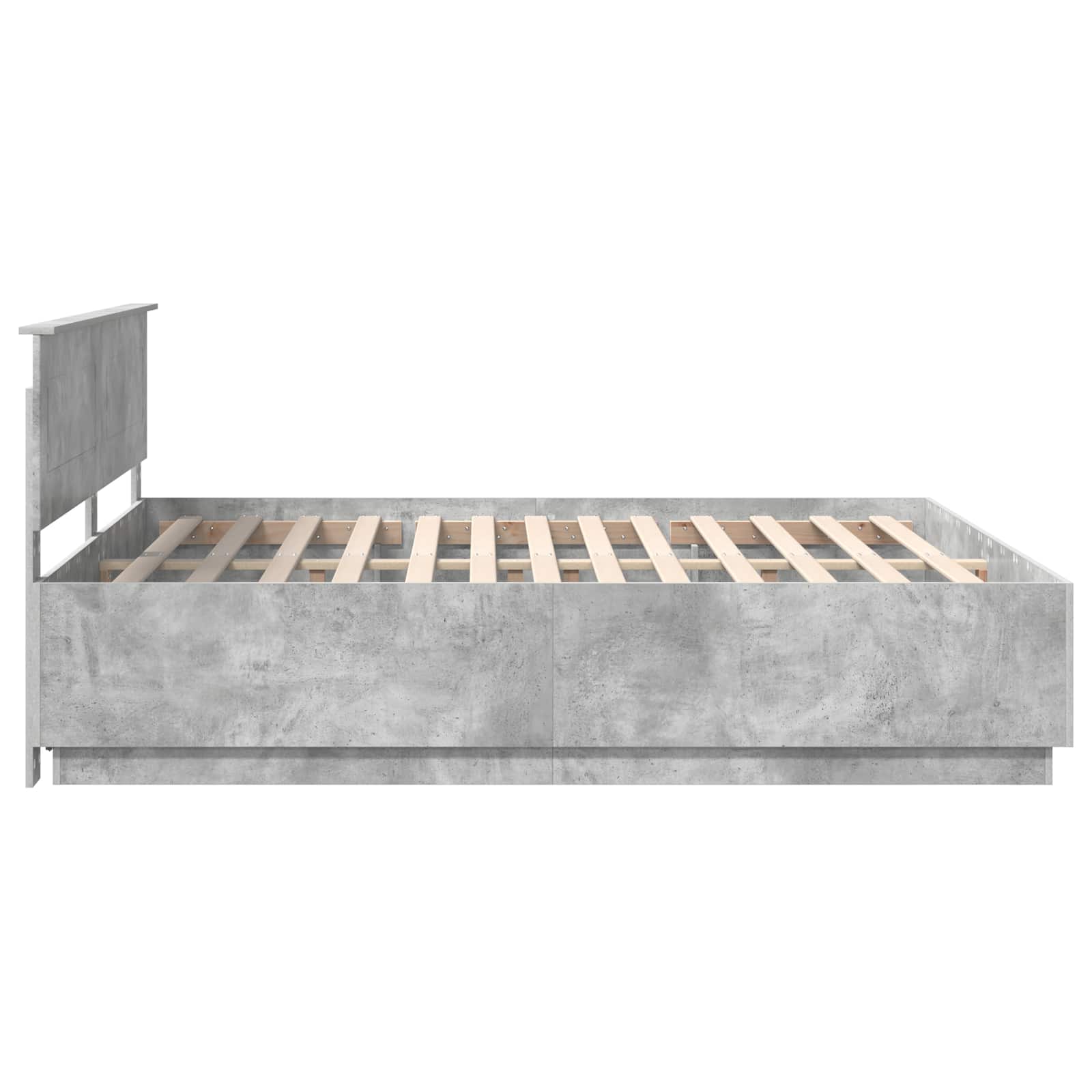 Krevetna konstrukcija s LED trakama Betonski sivi 200 x 200 cm